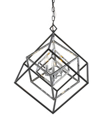 Euclid 3 Light Chandelier Chrome + Matte Black