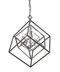 Euclid 3 Light Chandelier Chrome + Matte Black