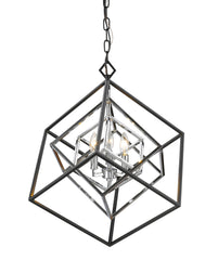 Euclid 3 Light Chandelier Chrome + Matte Black