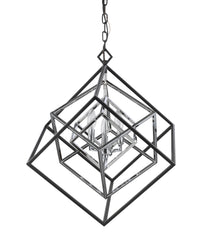 Euclid 3 Light Chandelier Chrome + Matte Black