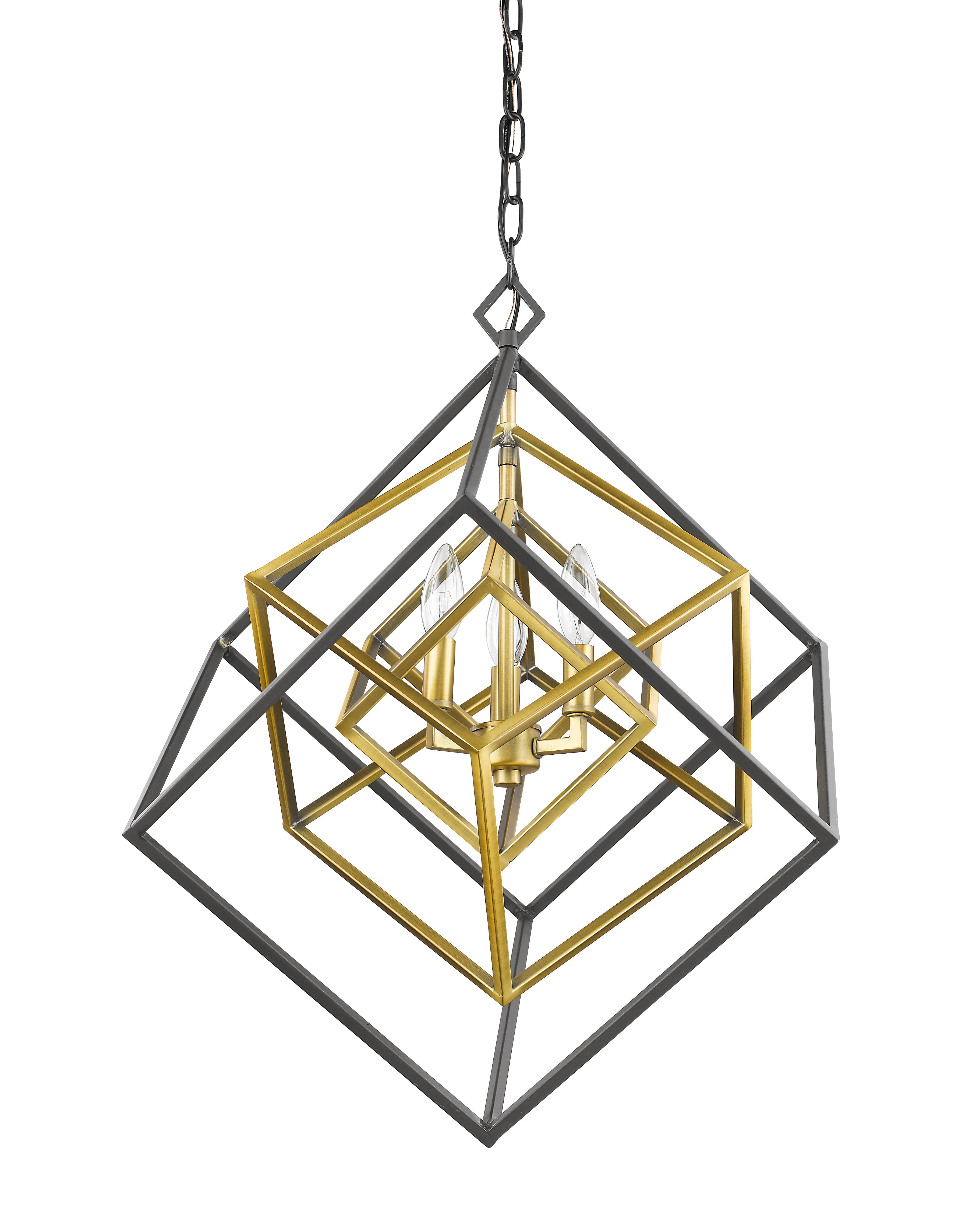 Euclid 3 Light Chandelier Olde Brass + Bronze