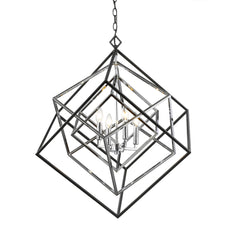Euclid 4 Light Chandelier Chrome + Matte Black