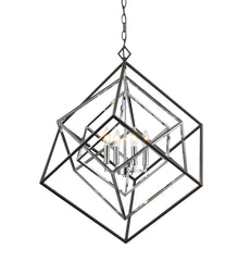 Euclid 4 Light Chandelier Chrome + Matte Black