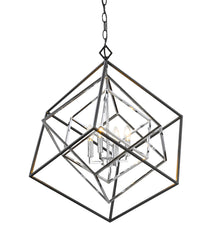 Euclid 4 Light Chandelier Chrome + Matte Black