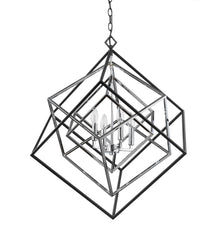 Euclid 4 Light Chandelier Chrome + Matte Black