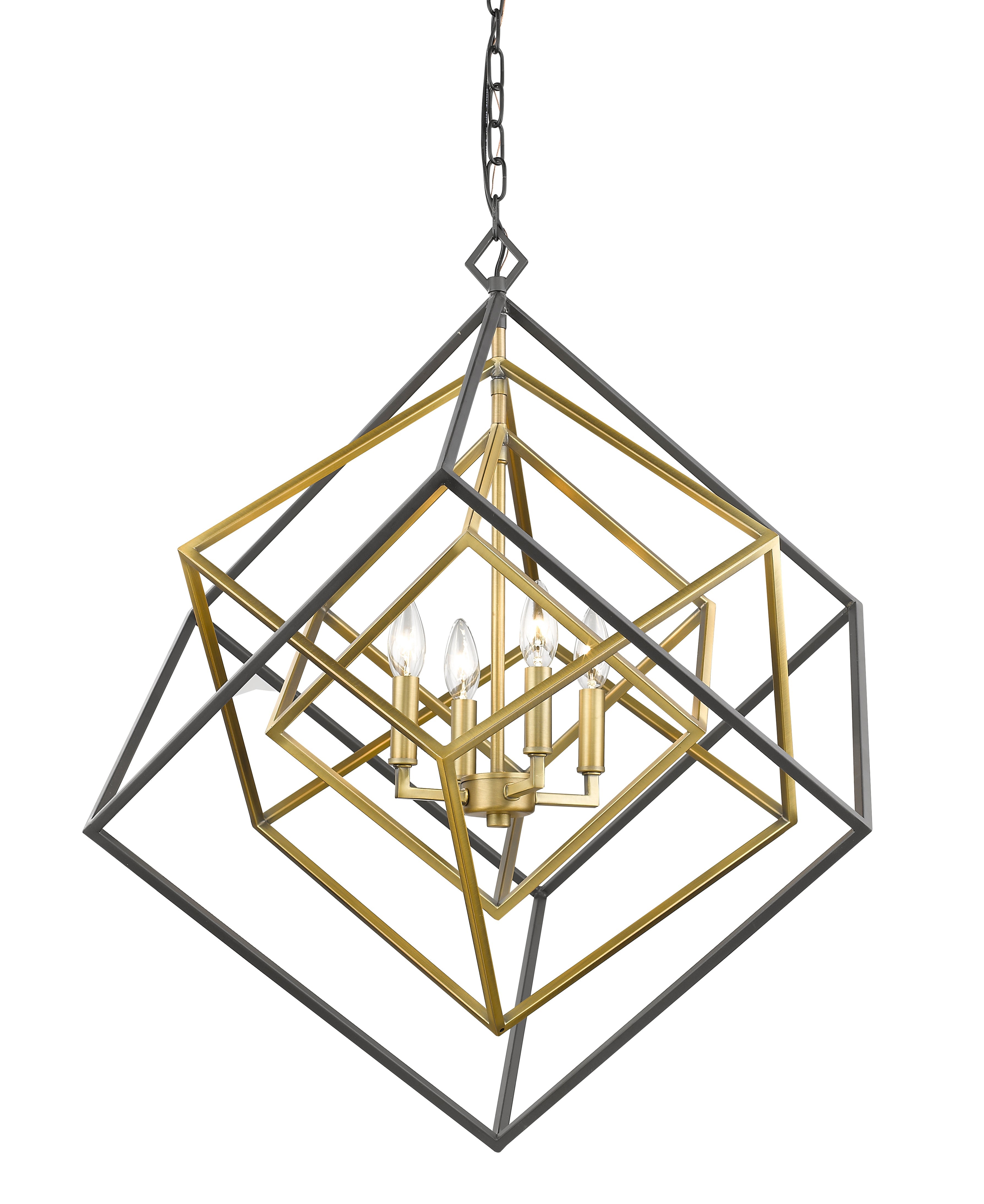 Euclid 4 Light Chandelier Olde Brass + Bronze