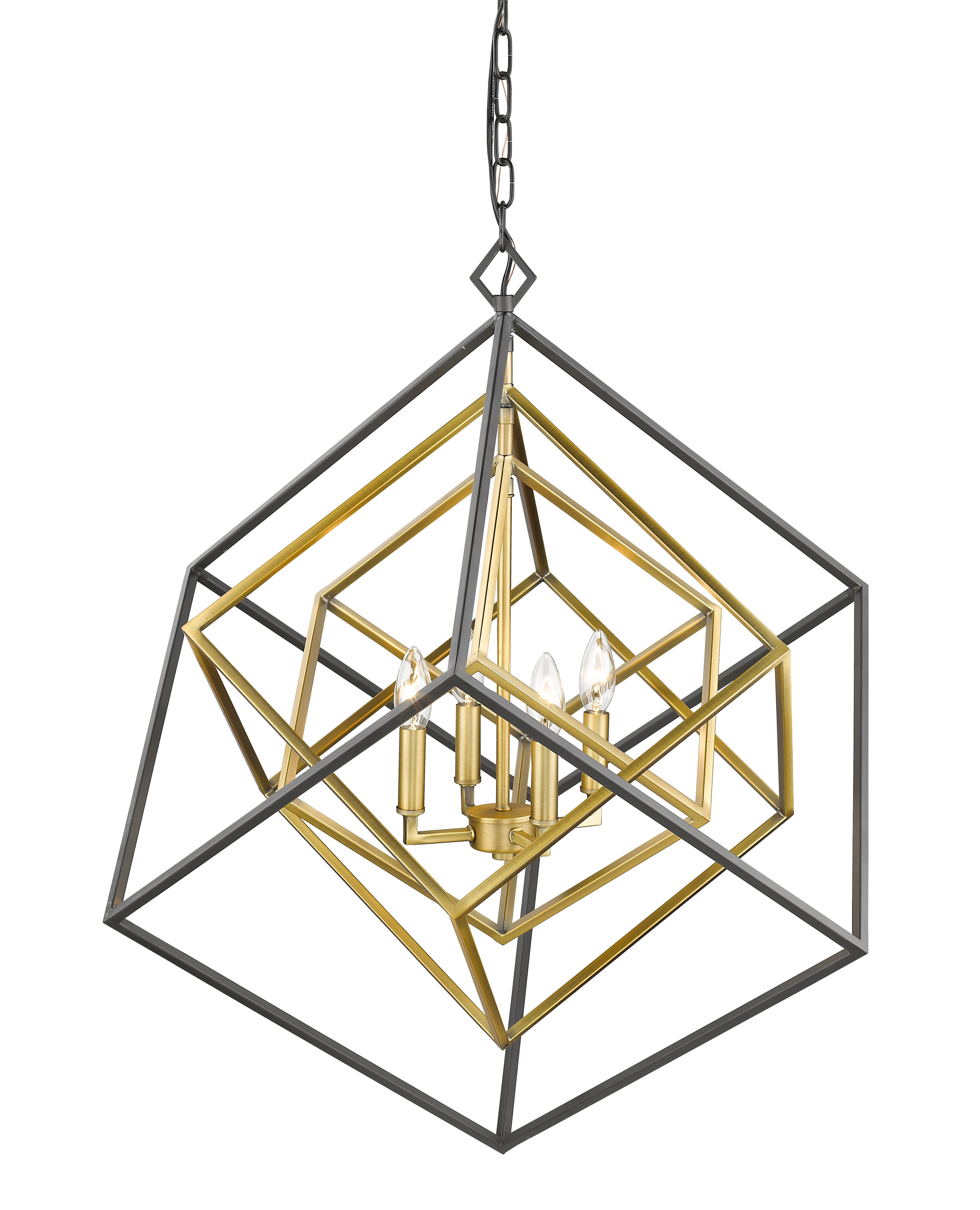 Euclid 4 Light Chandelier Olde Brass + Bronze