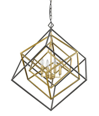 Euclid 4 Light Chandelier Olde Brass + Bronze