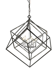 Euclid 6 Light Chandelier Chrome + Matte Black