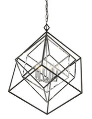 Euclid 6 Light Chandelier Chrome + Matte Black
