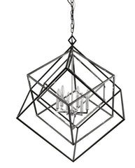 Euclid 6 Light Chandelier Chrome + Matte Black