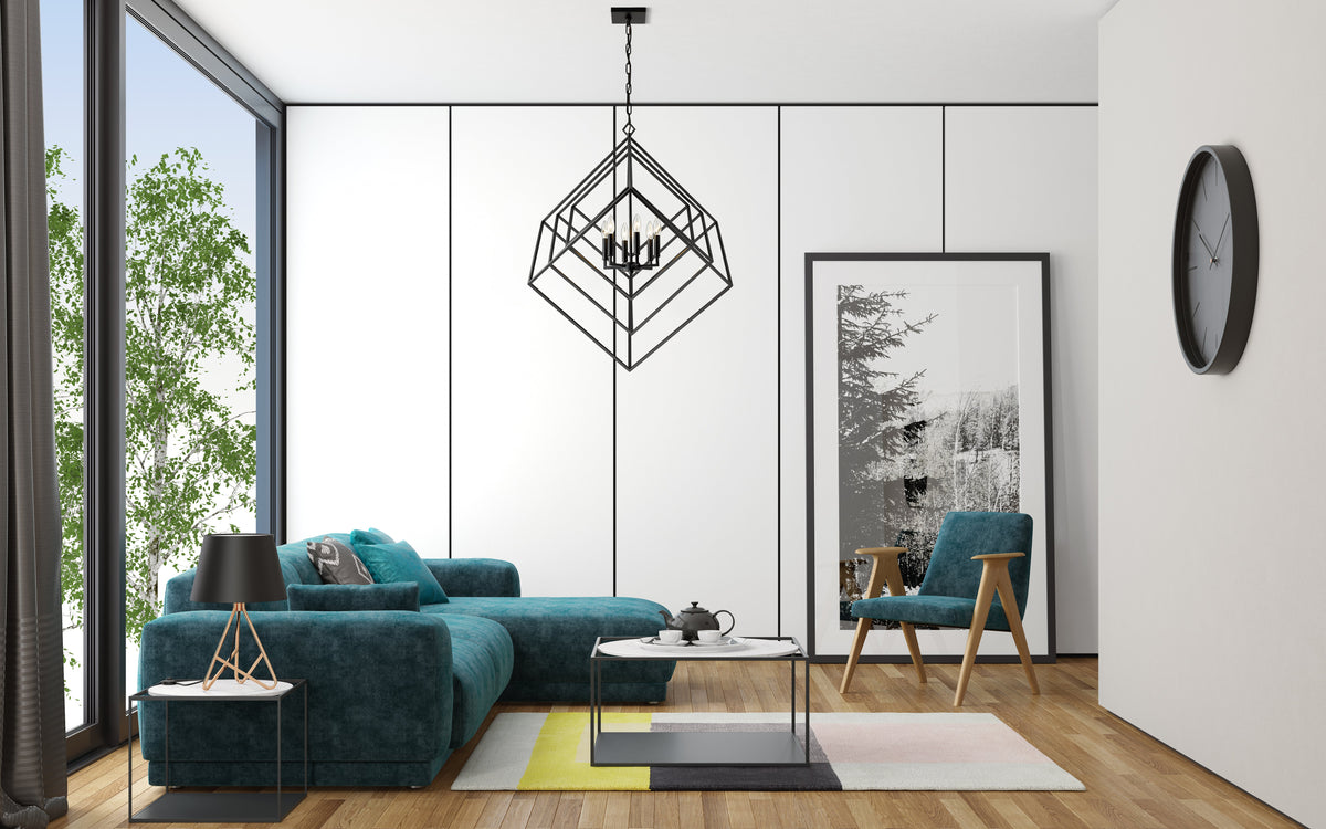 Euclid 6 Light Chandelier Matte Black