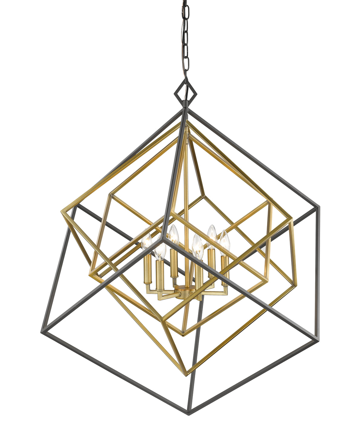 Euclid 6 Light Chandelier Olde Brass + Bronze