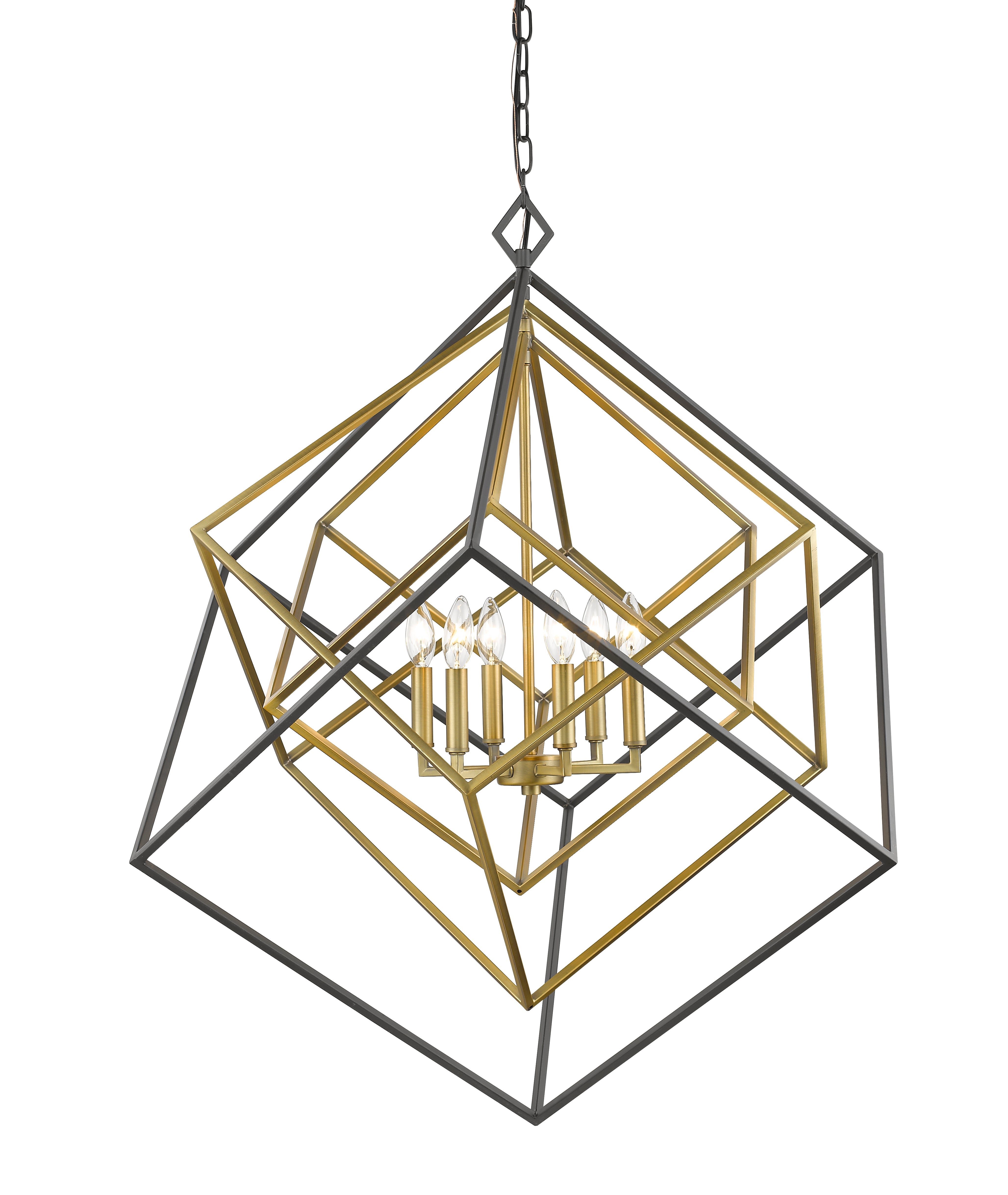 Euclid 6 Light Chandelier Olde Brass + Bronze