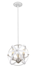 Cavallo 3 Light Chandelier Hammered White + Brushed Nickel