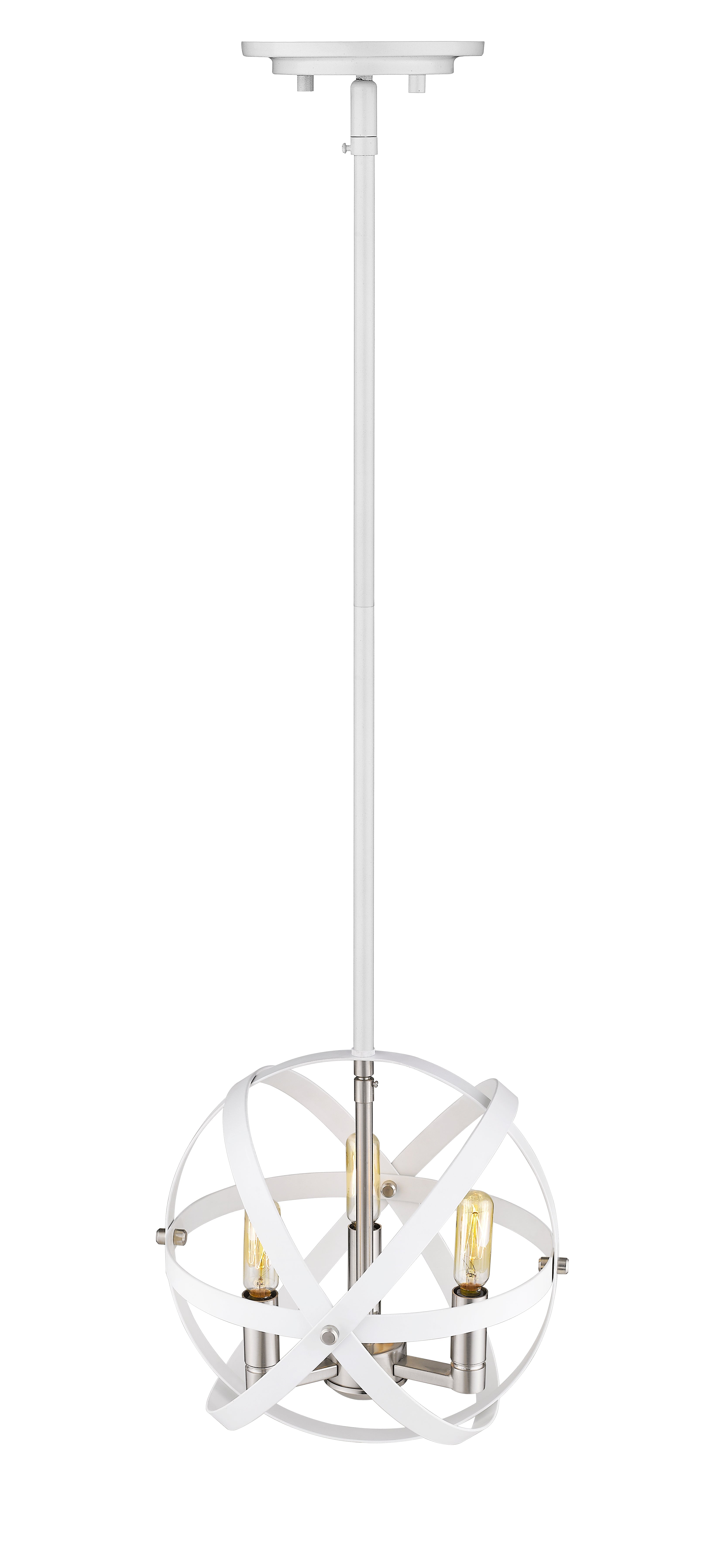 Cavallo 3 Light Chandelier Hammered White + Brushed Nickel