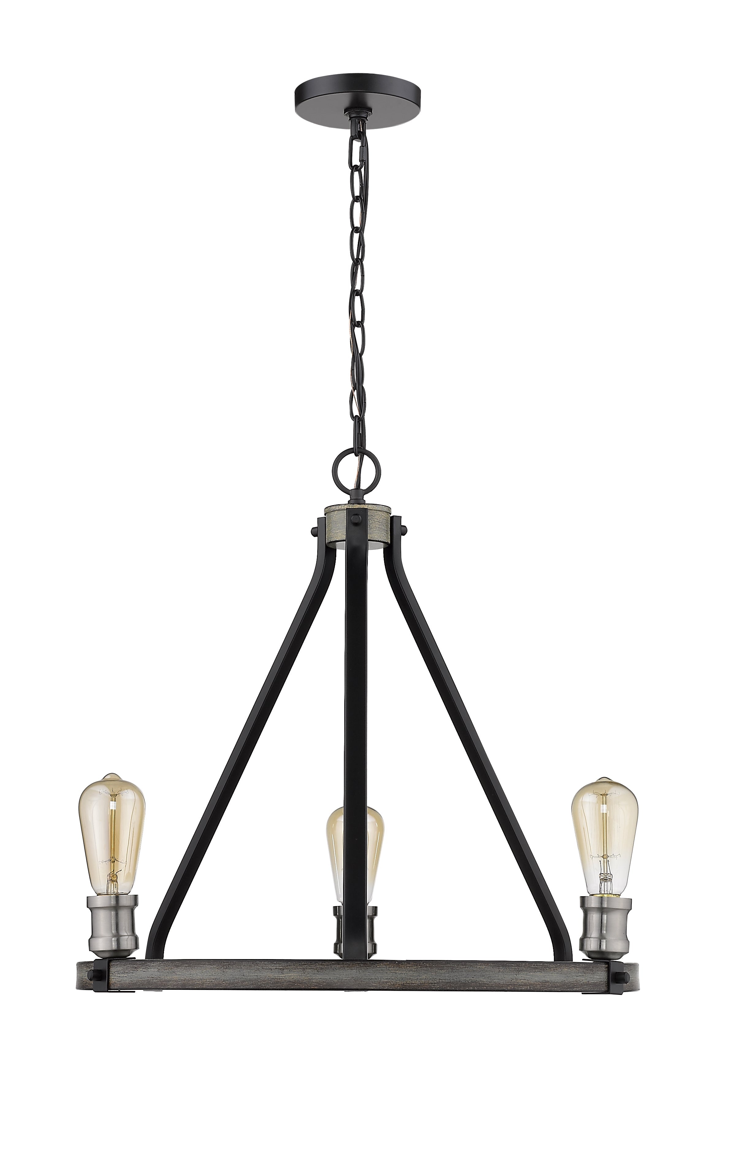 Kirkland 3 Light Chandelier Ashen Barnboard