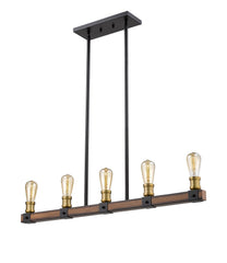Kirkland 5 Light Linear Chandelier Rustic Mahogany