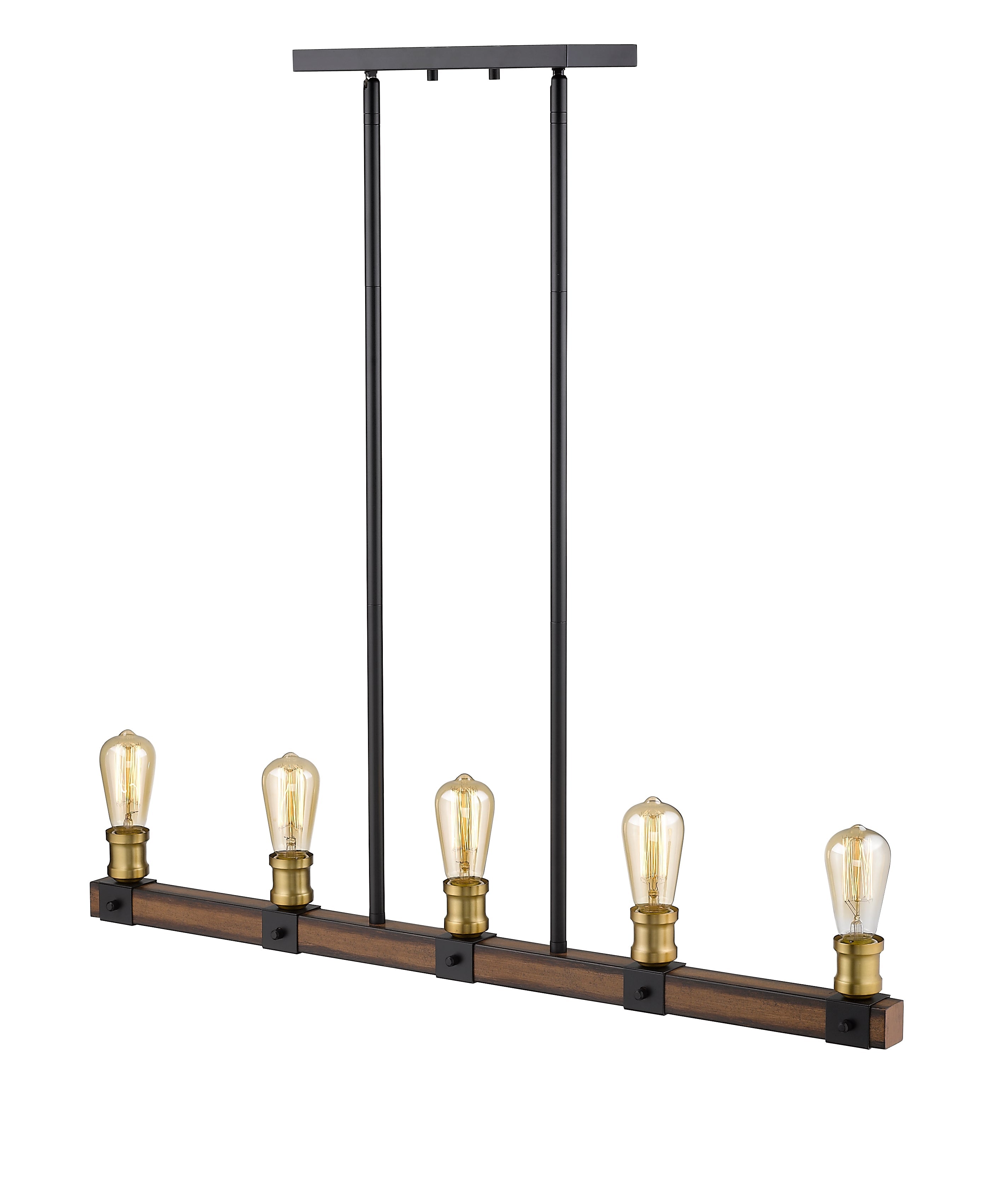 Kirkland 5 Light Linear Chandelier Rustic Mahogany