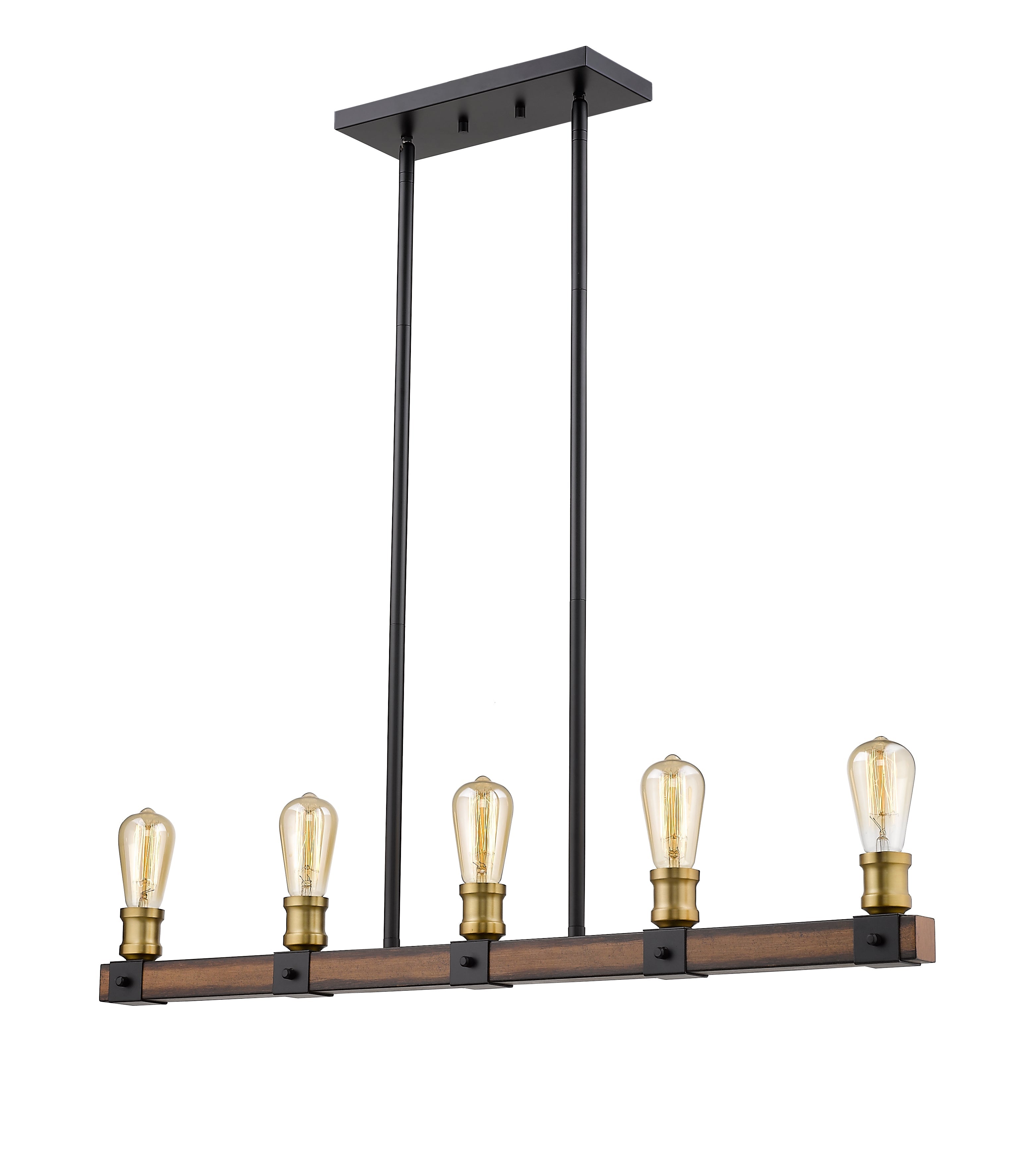 Kirkland 5 Light Linear Chandelier Rustic Mahogany