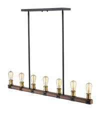 Kirkland 7 Light Linear Chandelier Rustic Mahogany