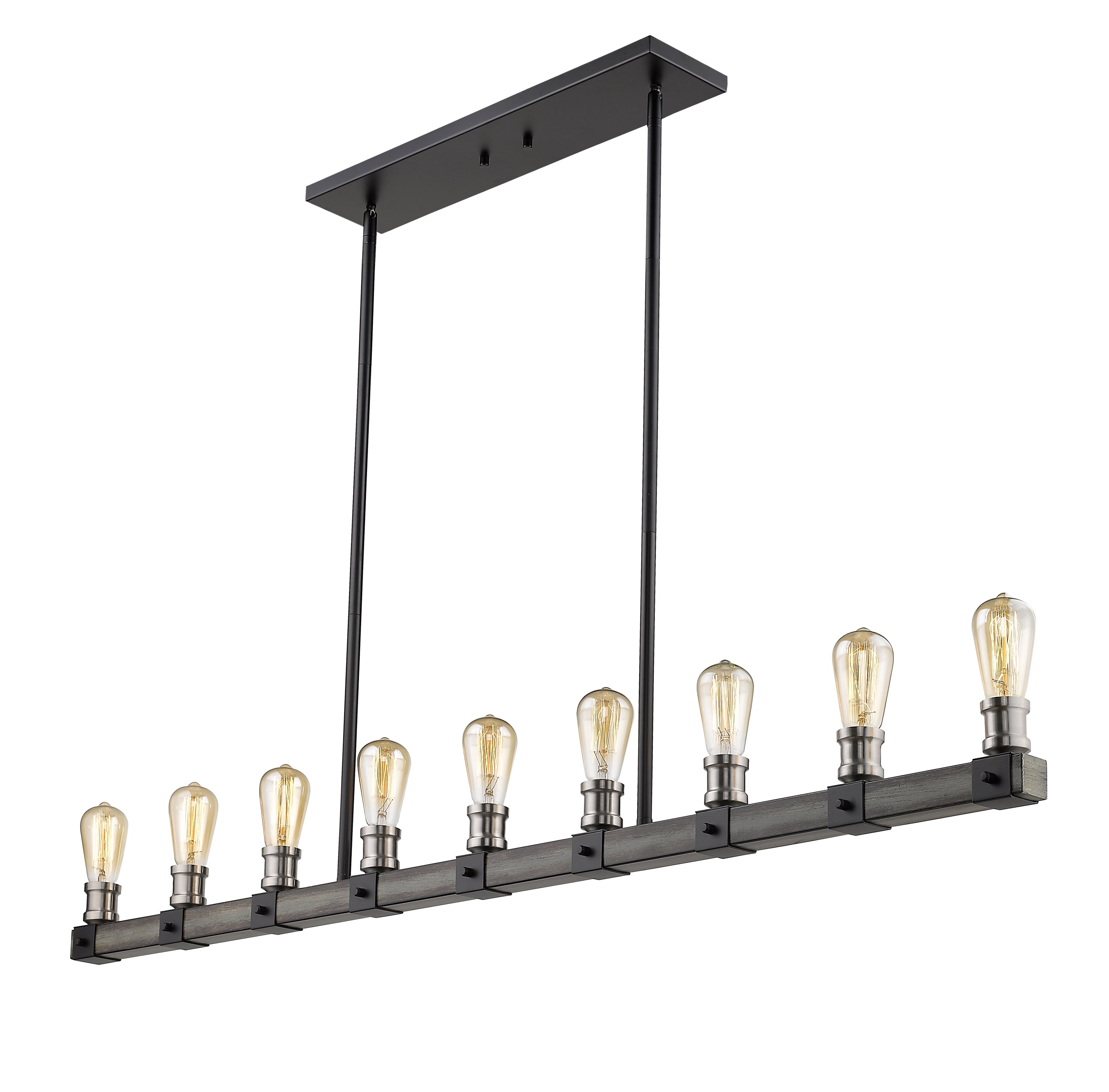 Kirkland 9 Light Linear Chandelier Ashen Barnboard