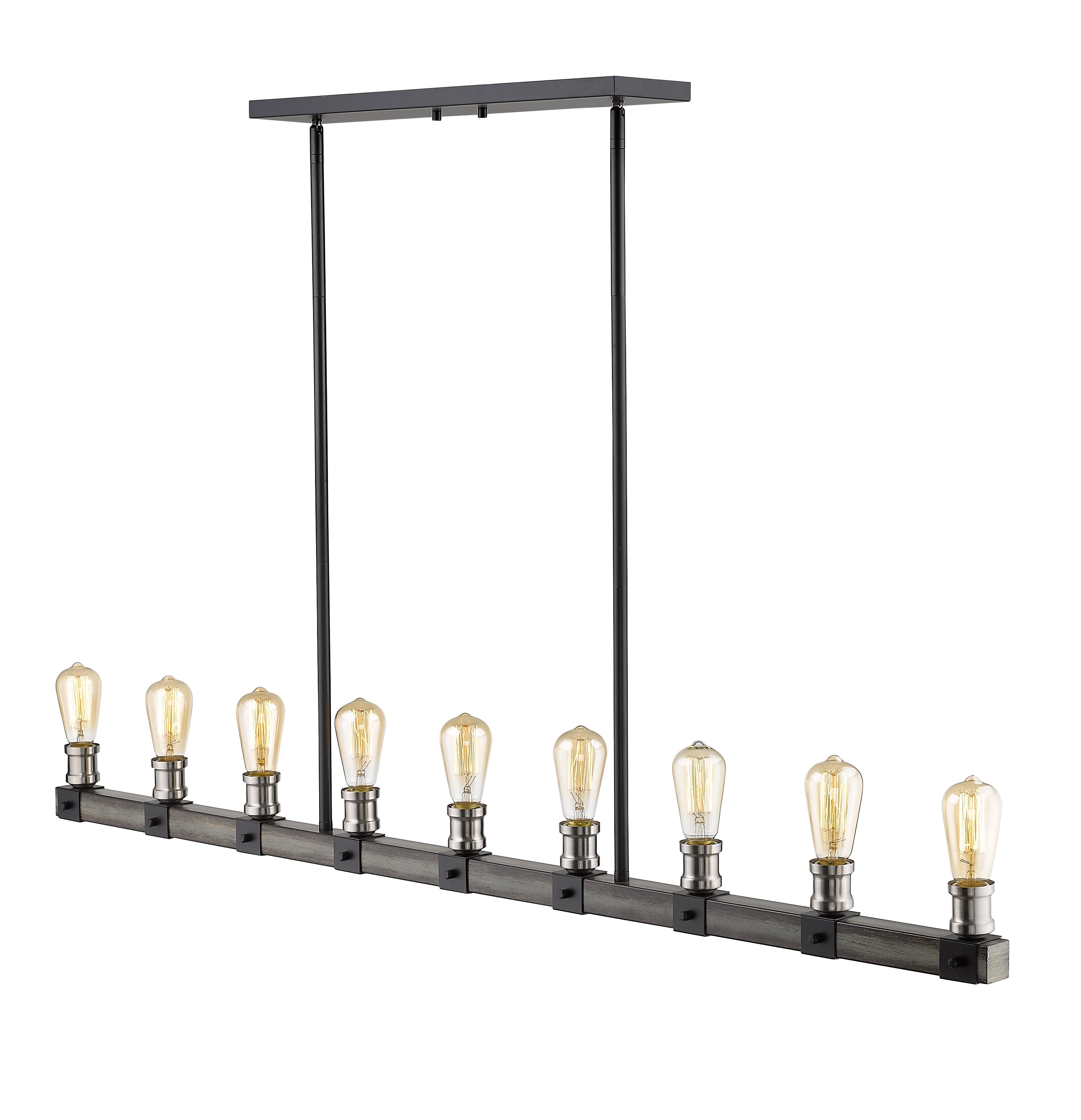Kirkland 9 Light Linear Chandelier Ashen Barnboard
