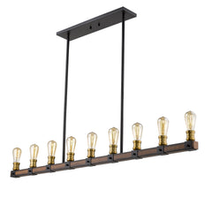 Kirkland 9 Light Linear Chandelier Rustic Mahogany