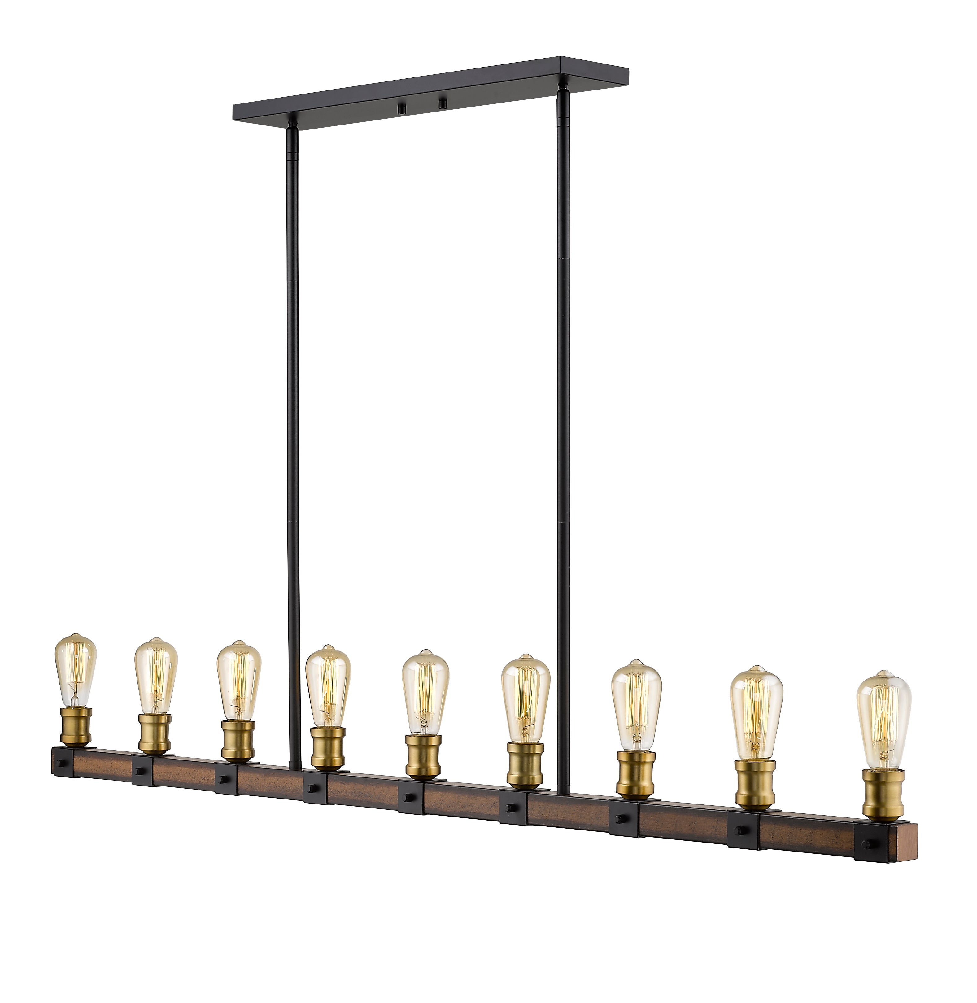 Kirkland 9 Light Linear Chandelier Rustic Mahogany