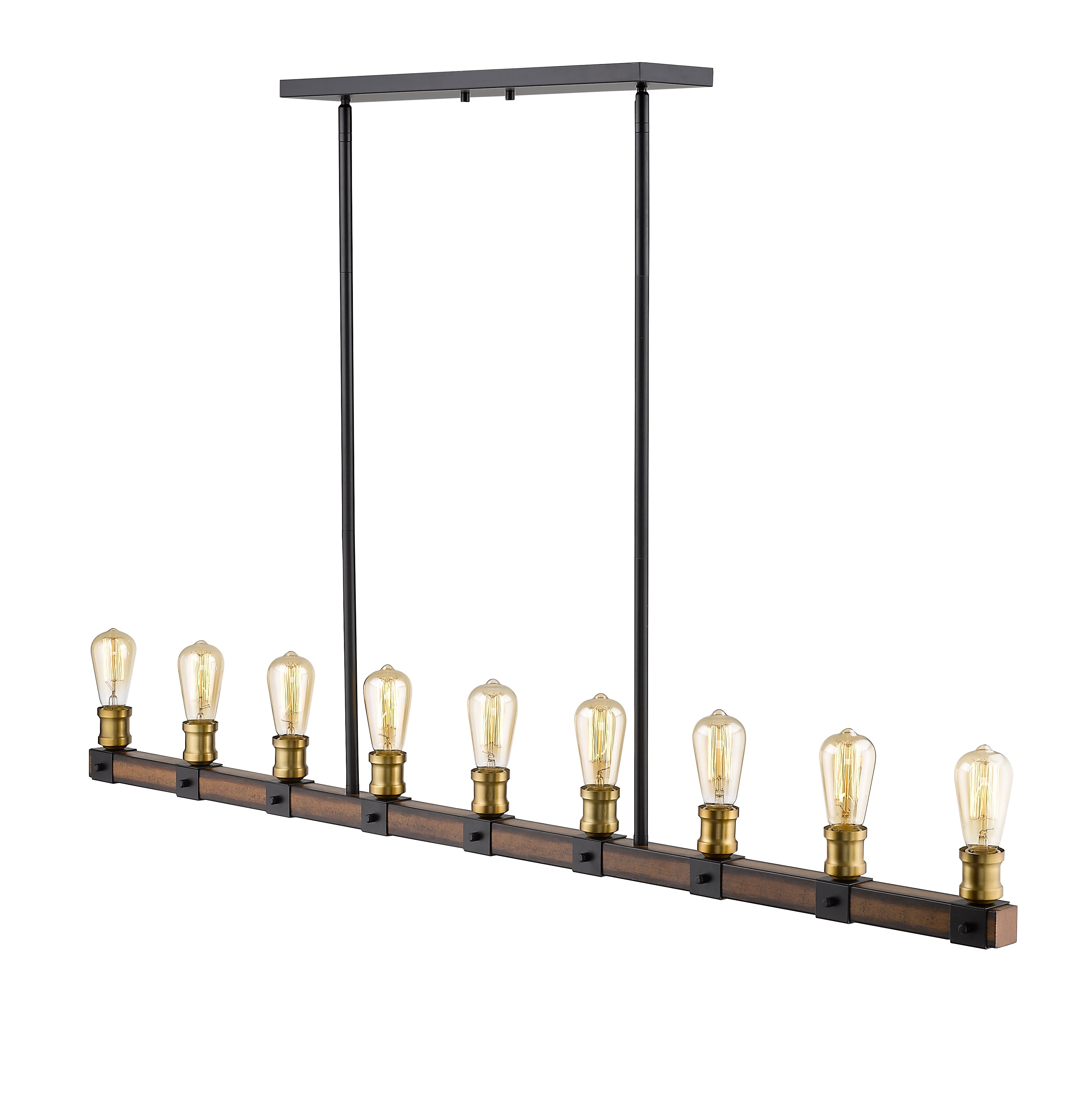 Kirkland 9 Light Linear Chandelier Rustic Mahogany