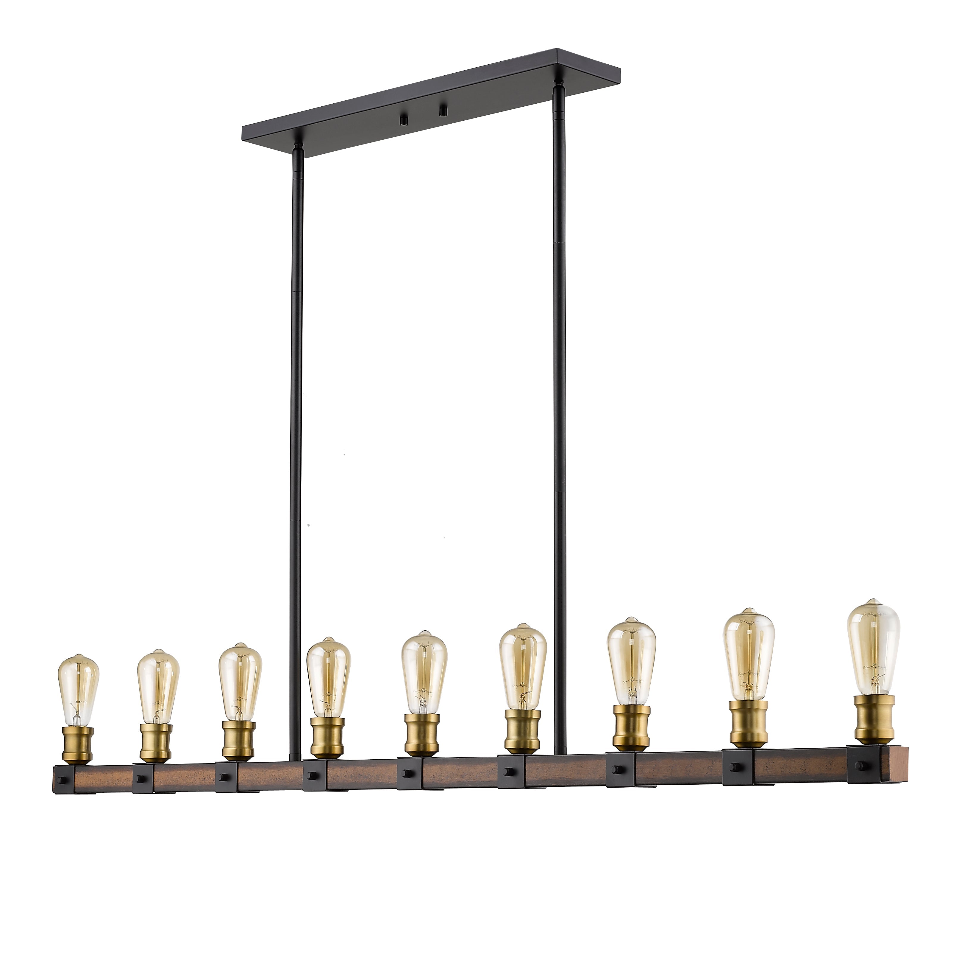 Kirkland 9 Light Linear Chandelier Rustic Mahogany