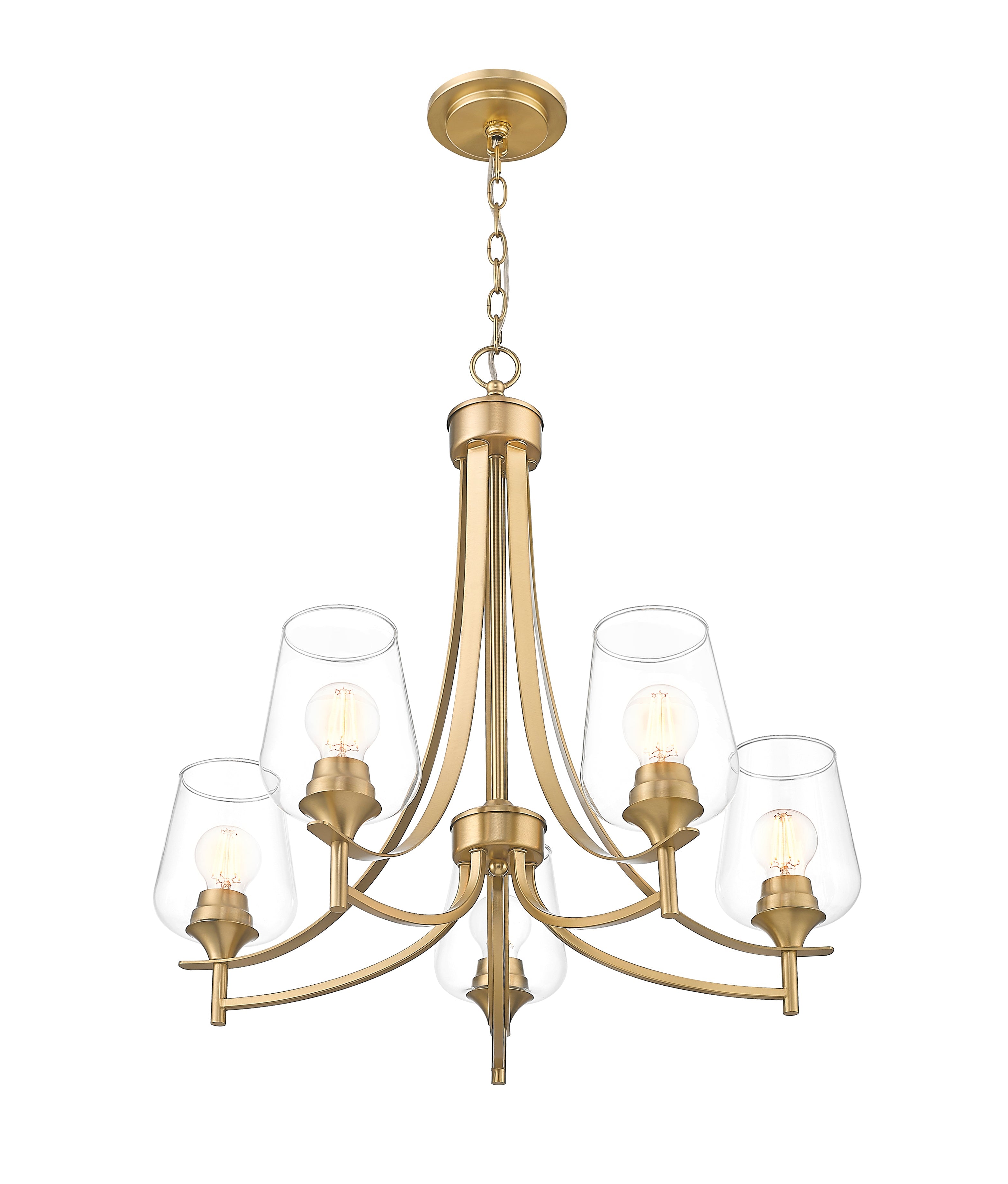 Joliet 5 Light Chandelier Burnished Brass