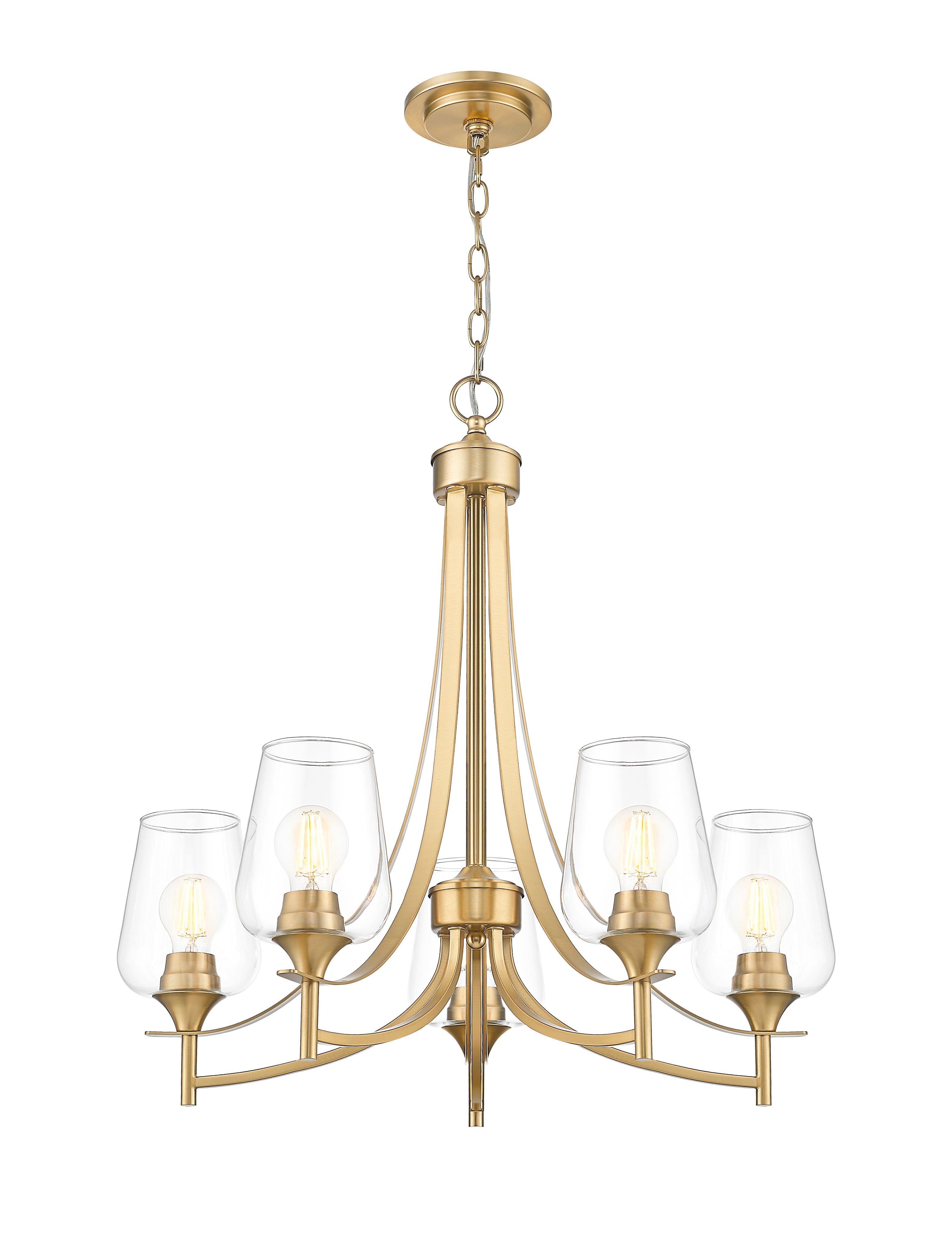 Joliet 5 Light Chandelier Burnished Brass