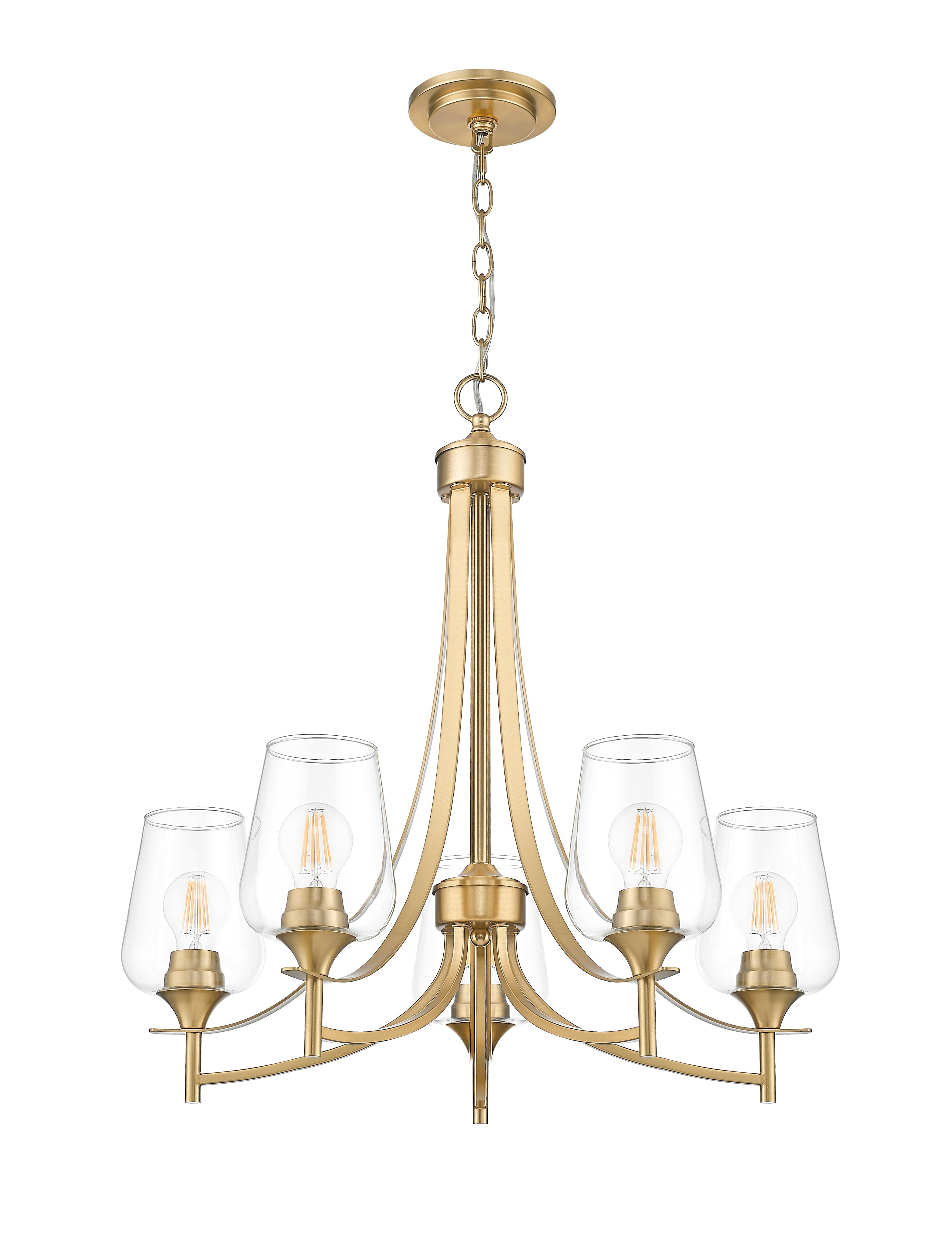 Joliet 5 Light Chandelier Burnished Brass