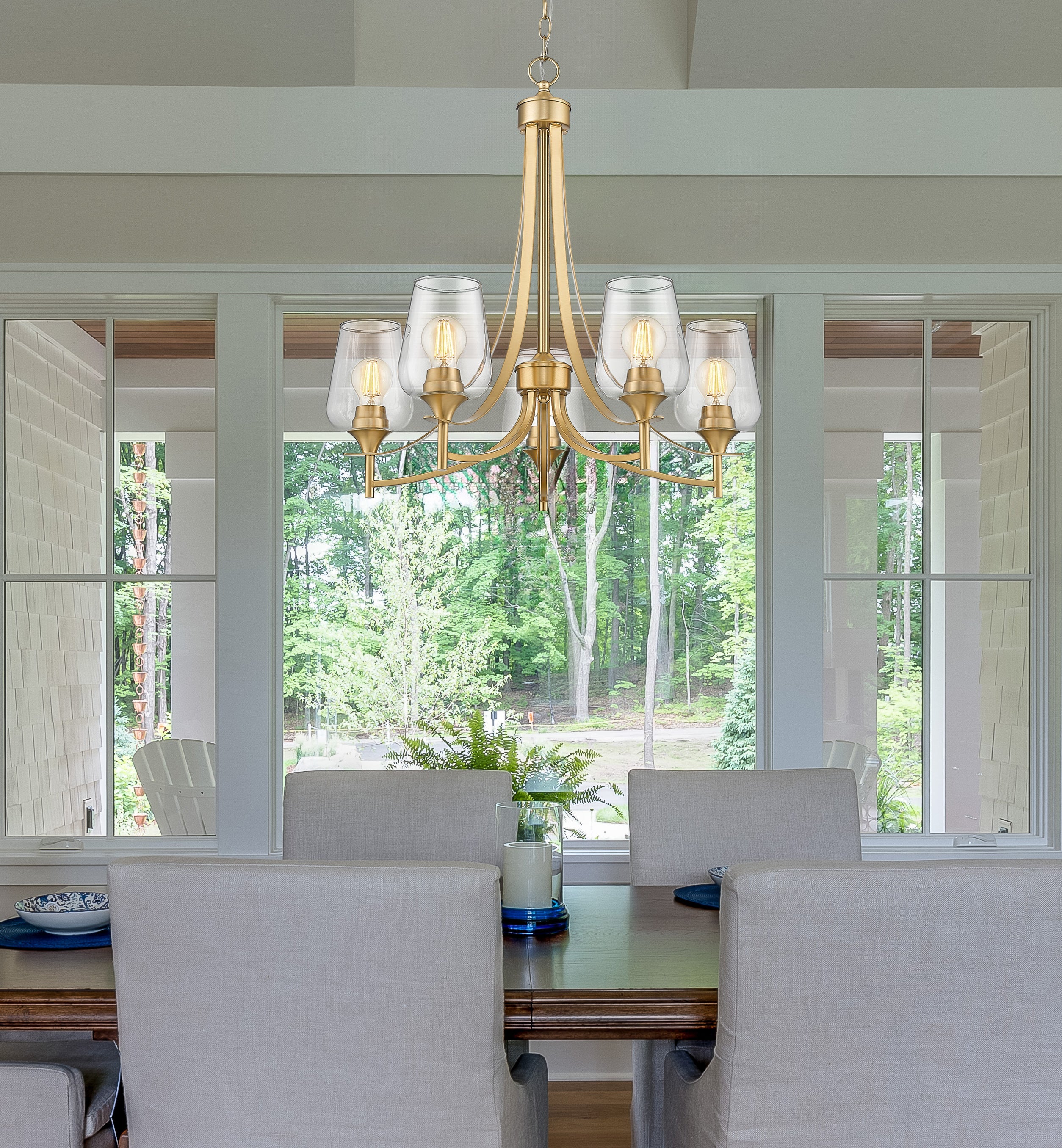 Joliet 5 Light Chandelier Burnished Brass