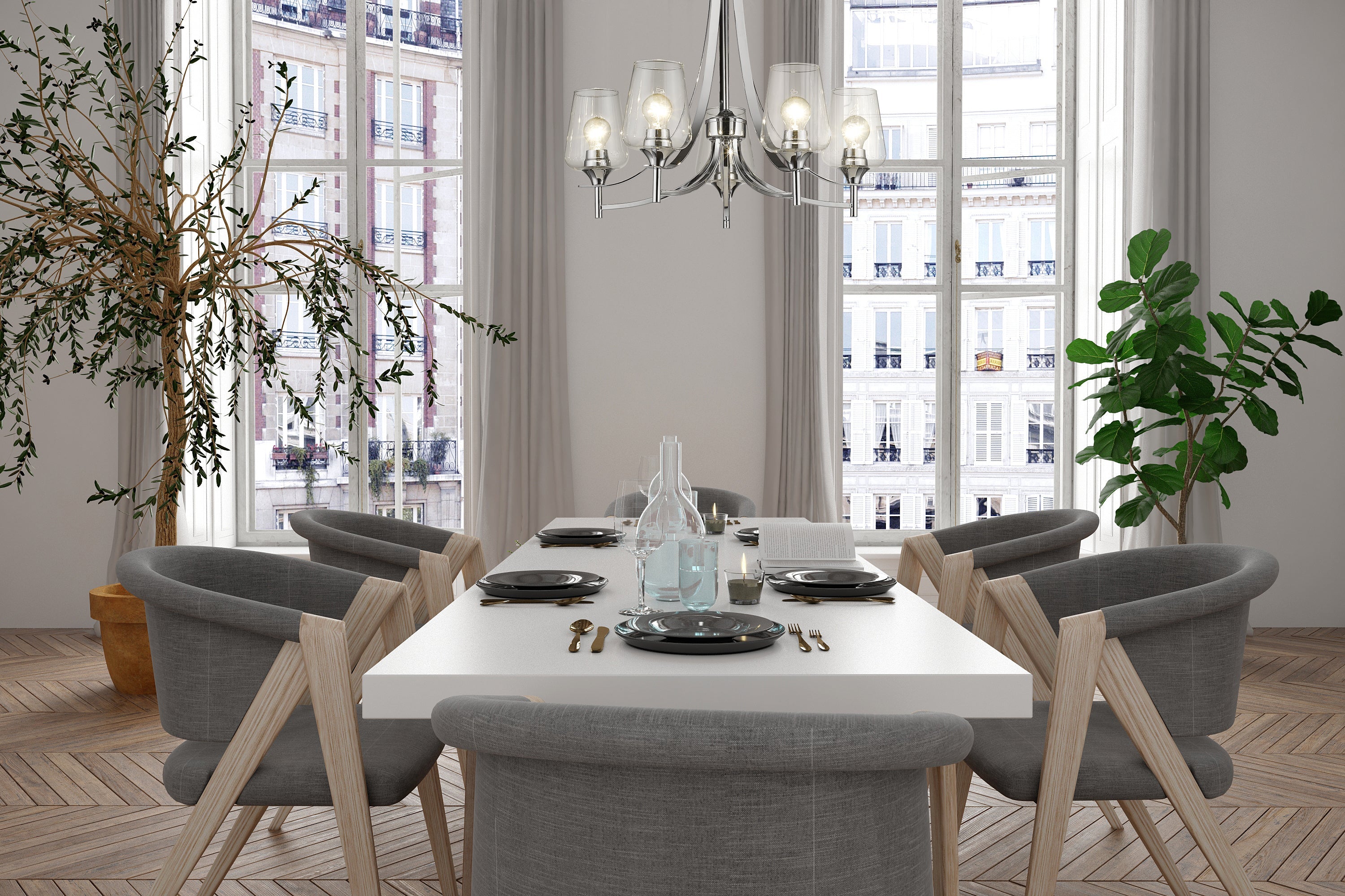Joliet 5 Light Chandelier Chrome
