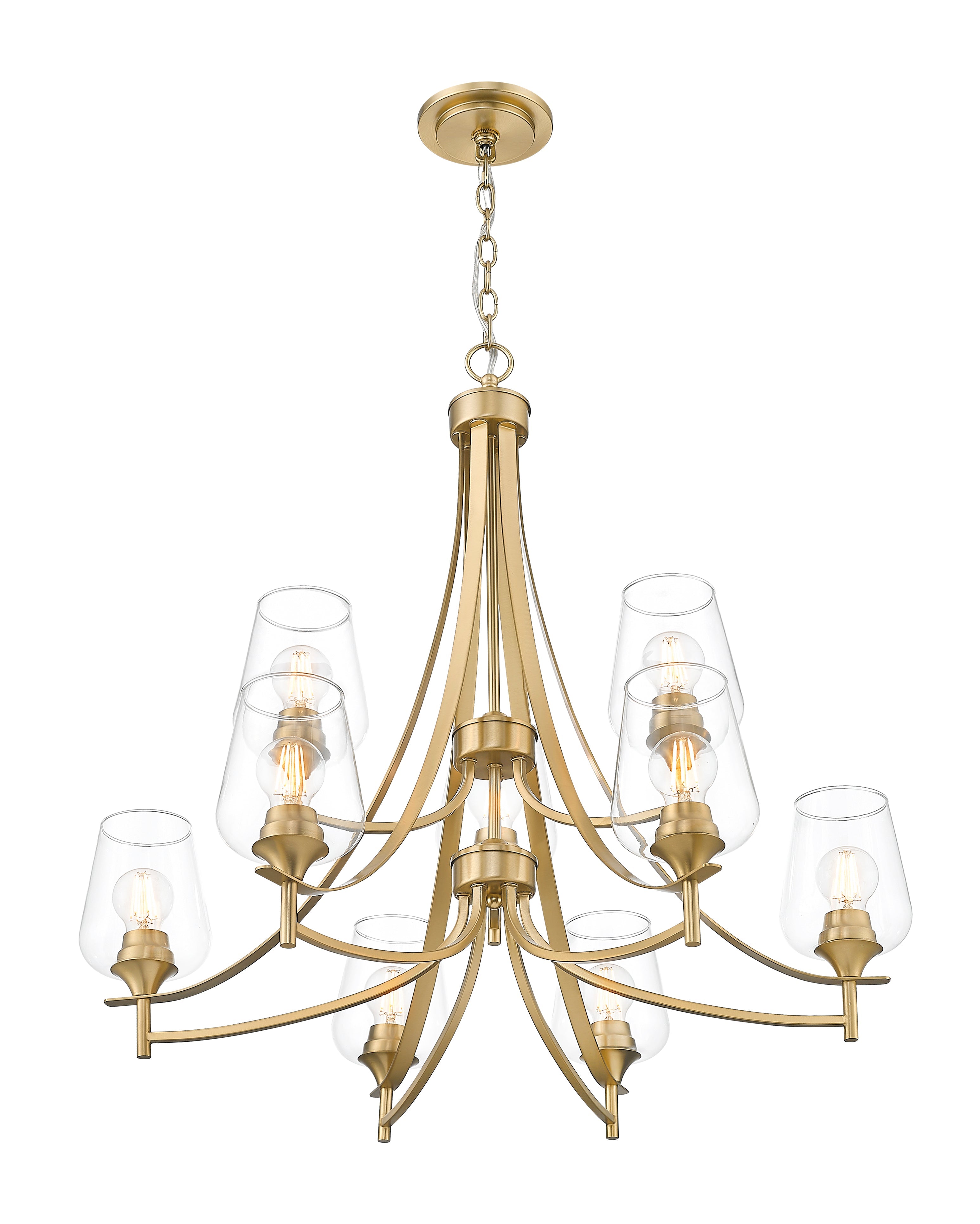 Joliet 9 Light Chandelier Burnished Brass