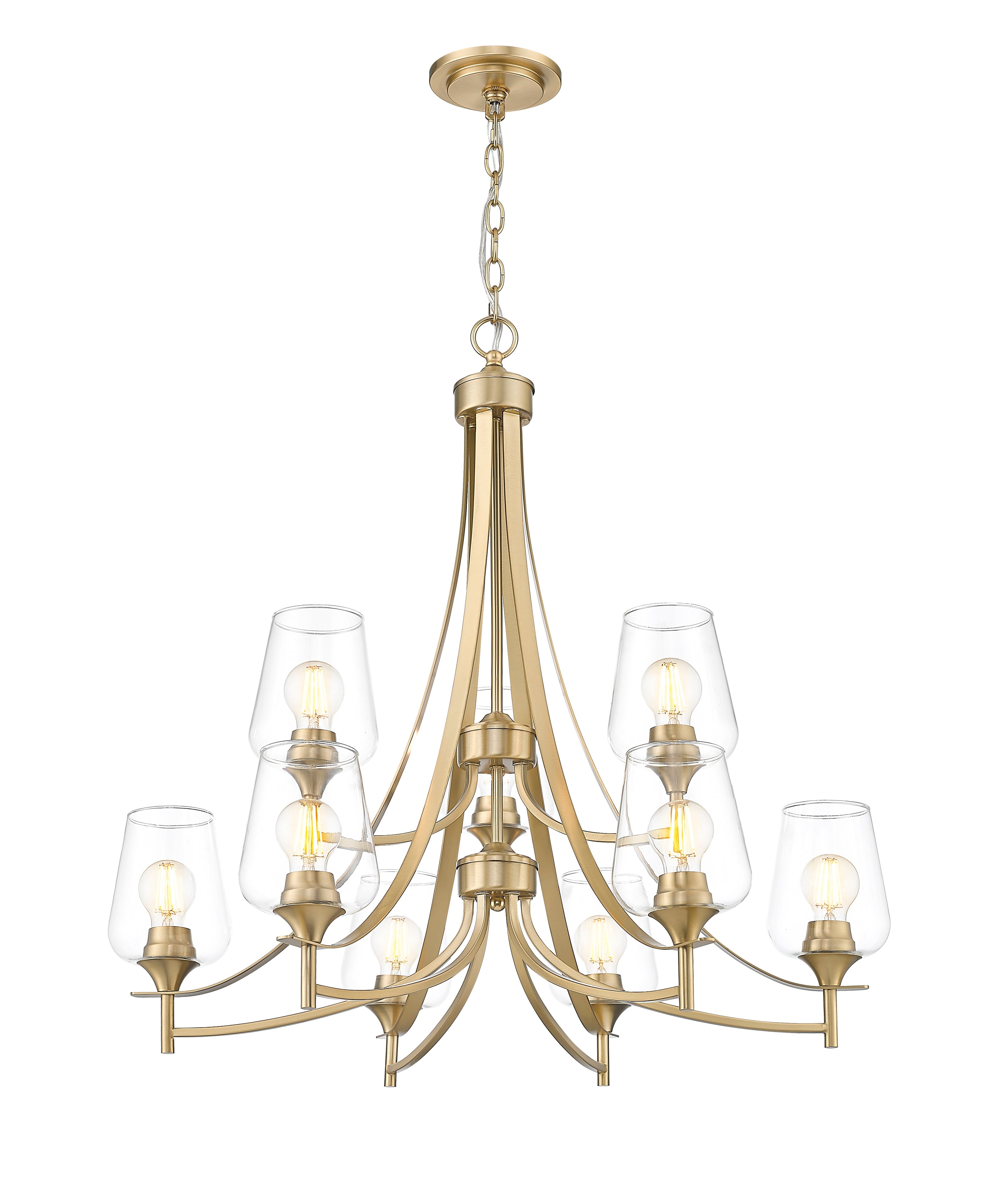 Joliet 9 Light Chandelier Burnished Brass