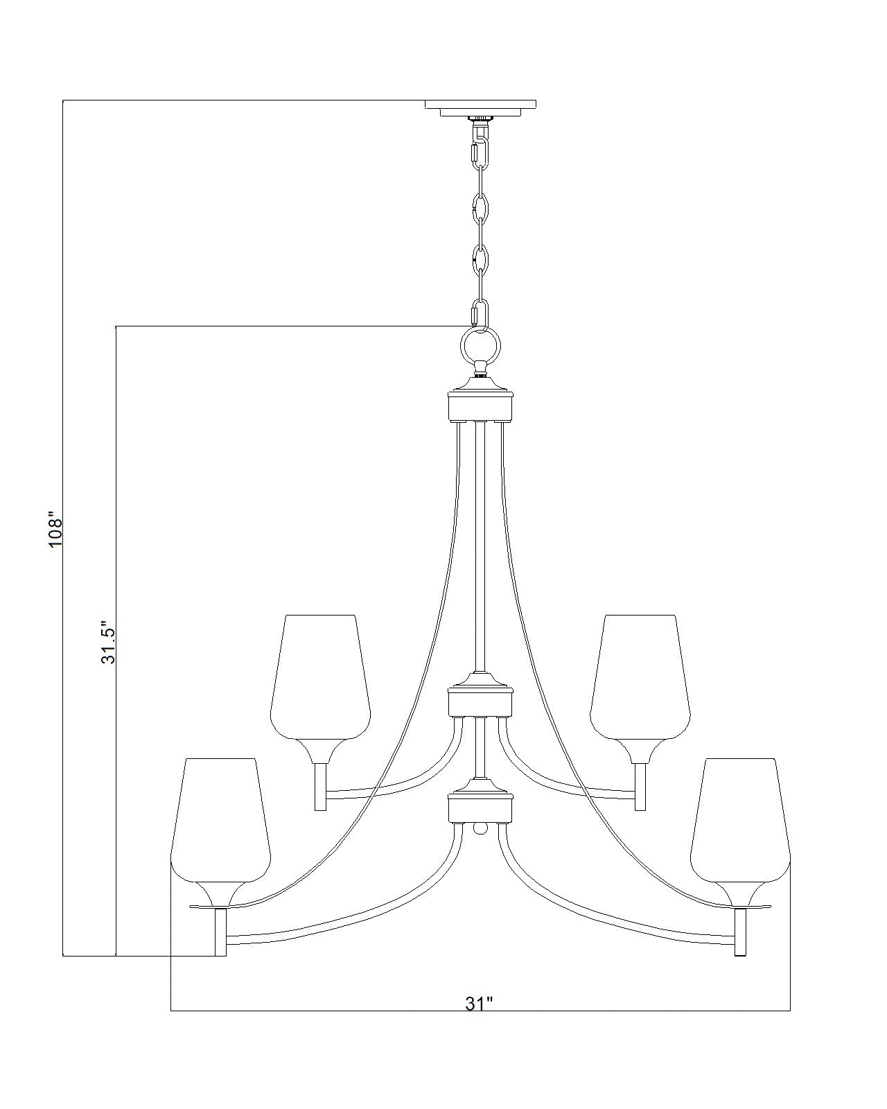Joliet 9 Light Chandelier Burnished Brass