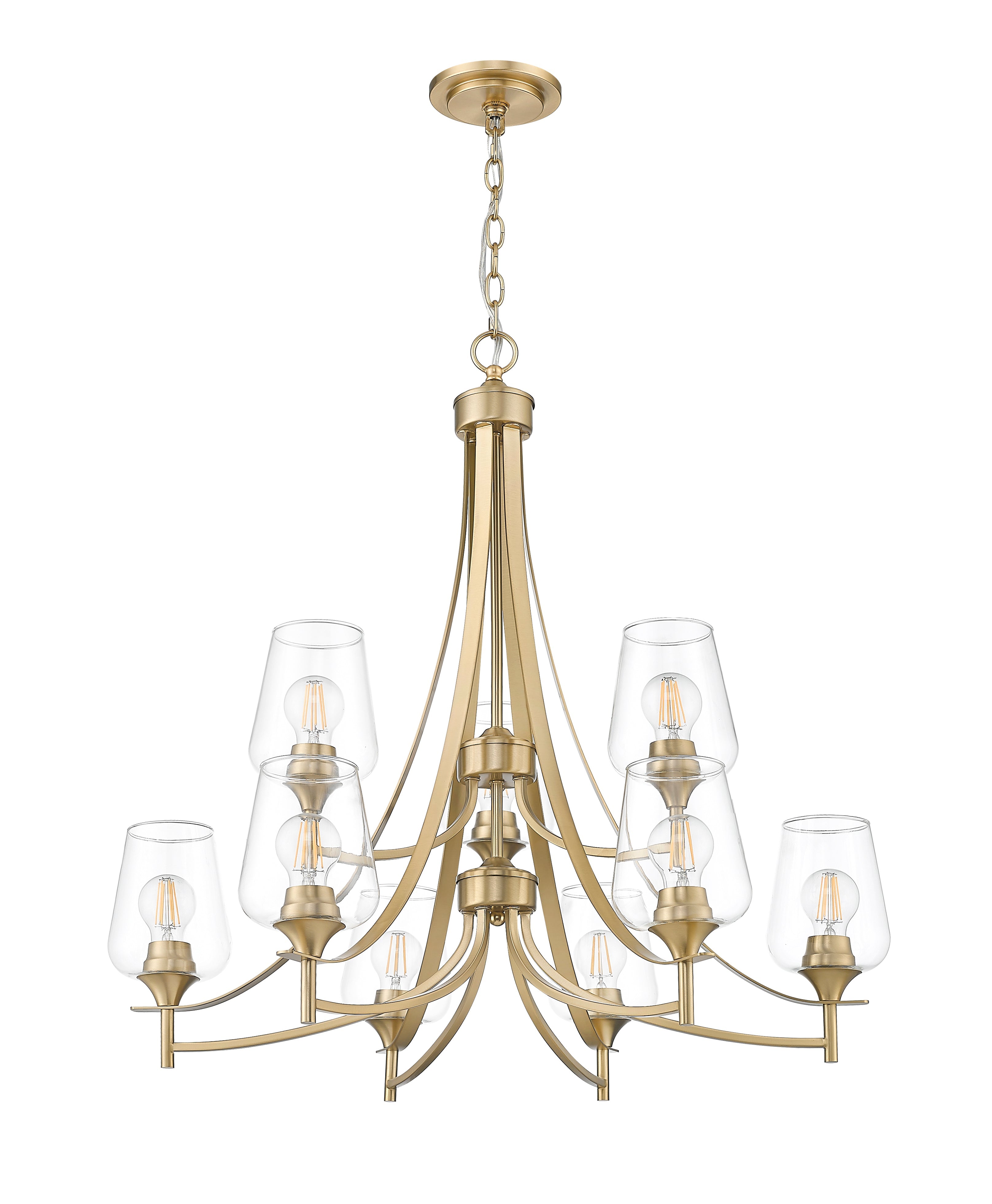 Joliet 9 Light Chandelier Burnished Brass