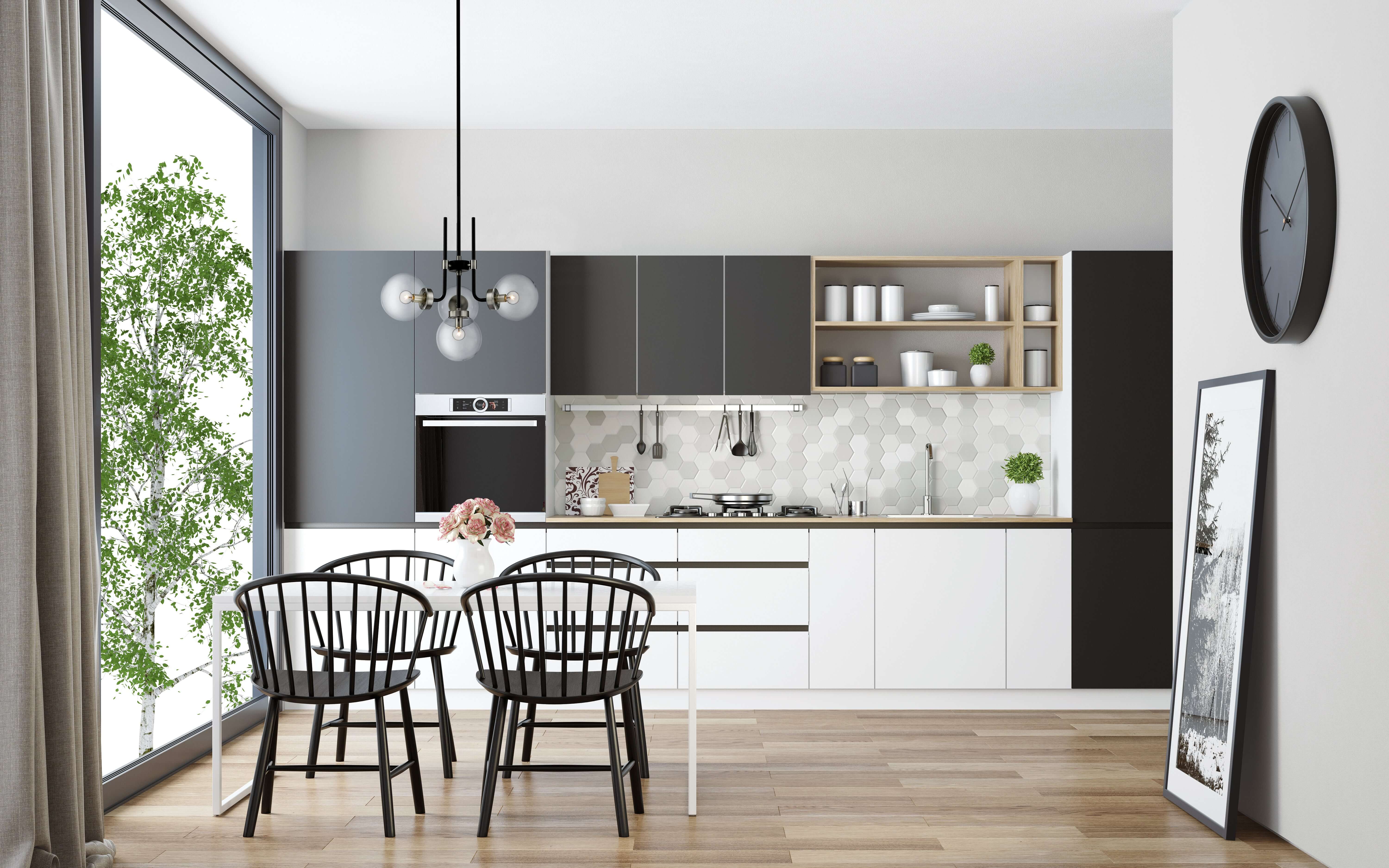 Parsons 4 Light Chandelier Matte Black + Brushed Nickel