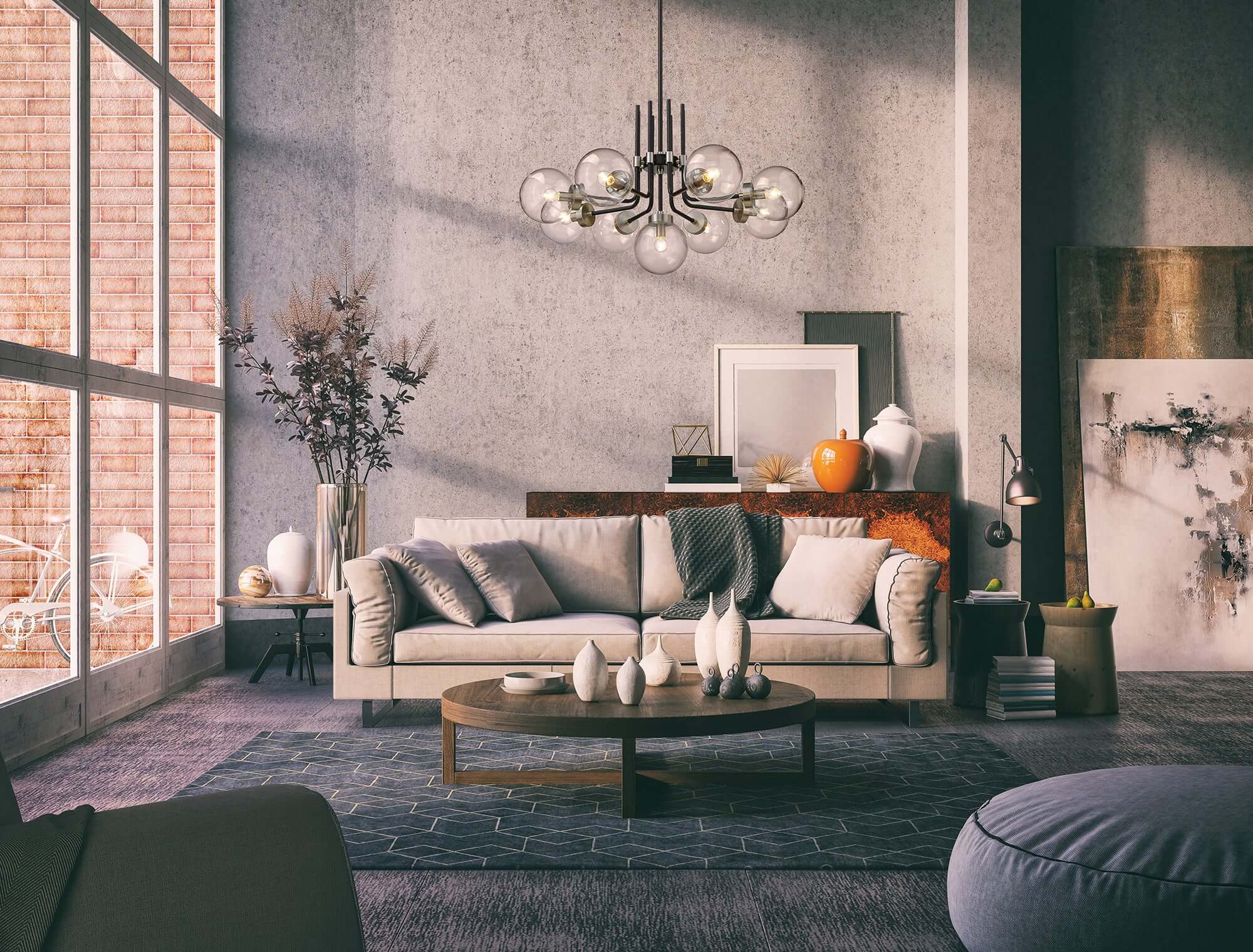 Parsons 9 Light Chandelier Matte Black + Brushed Nickel