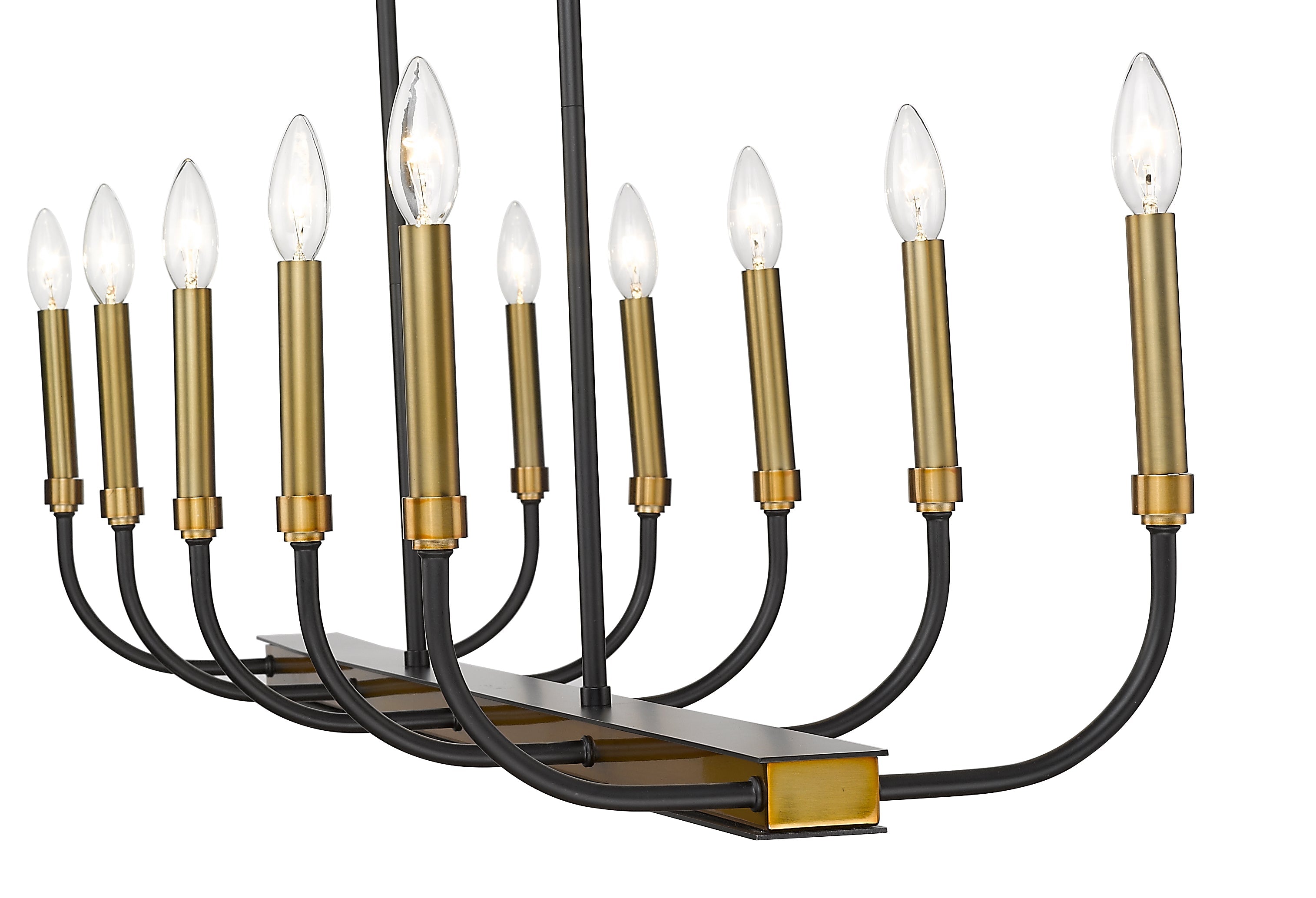 Haylie 10 Light Linear Chandelier Matte Black + Olde Brass
