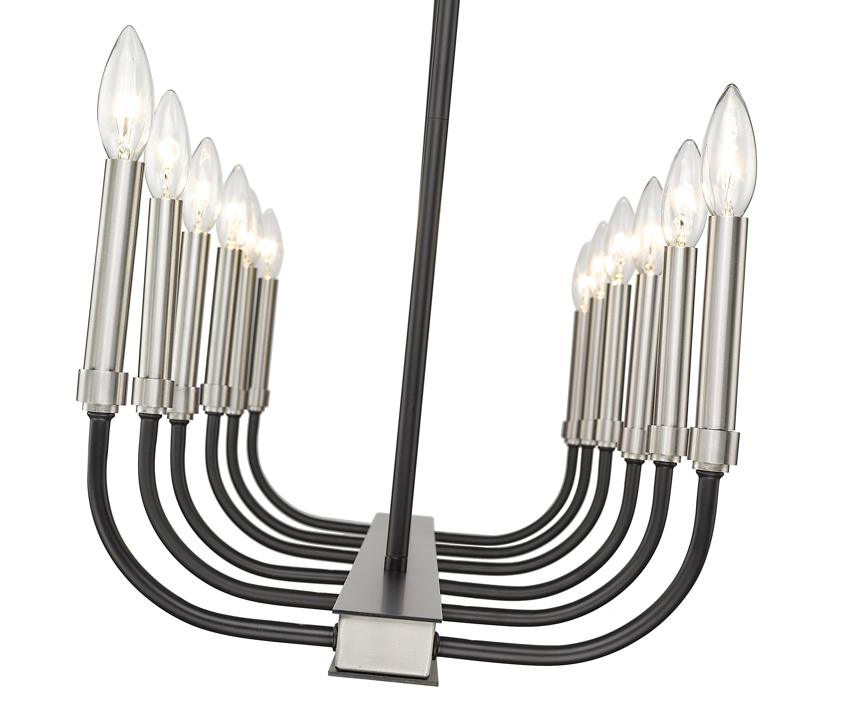 Haylie 12 Light Linear Chandelier Matte Black + Brushed Nickel