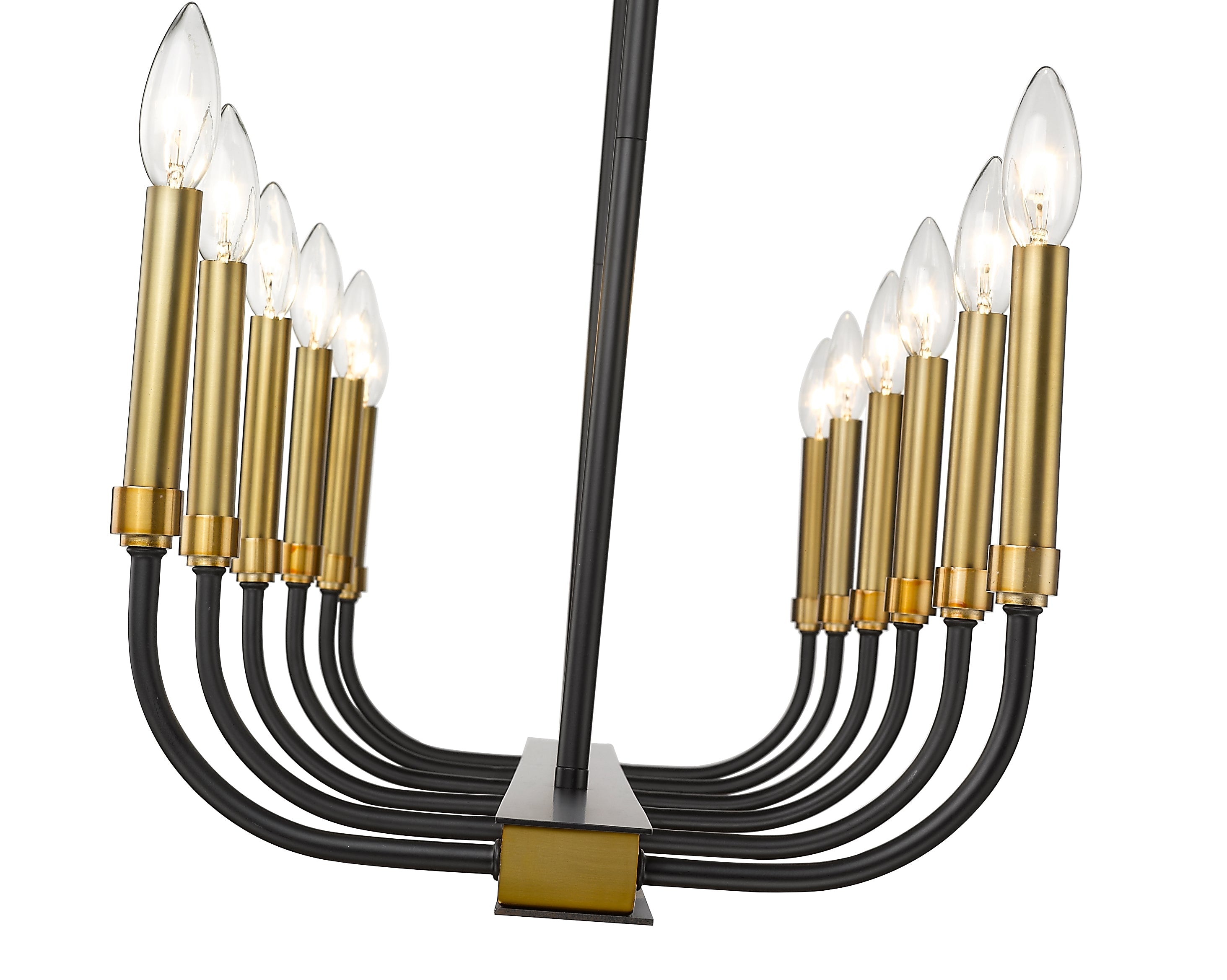 Haylie 12 Light Linear Chandelier Matte Black + Olde Brass