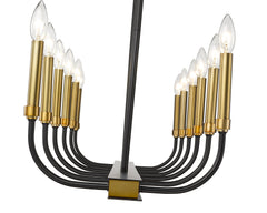 Haylie 12 Light Linear Chandelier Matte Black + Olde Brass