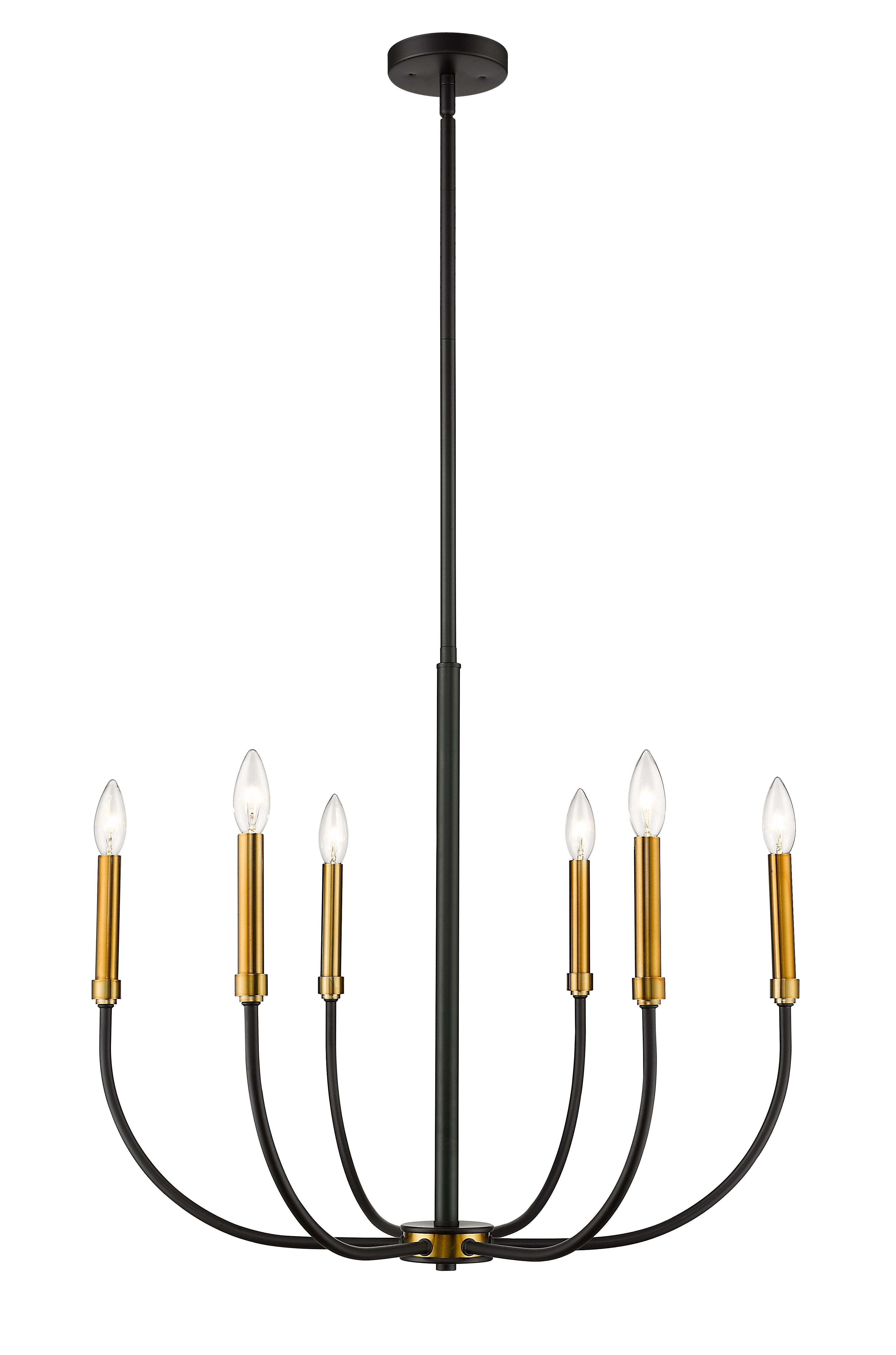 Haylie 6 Light Chandelier Matte Black + Olde Brass