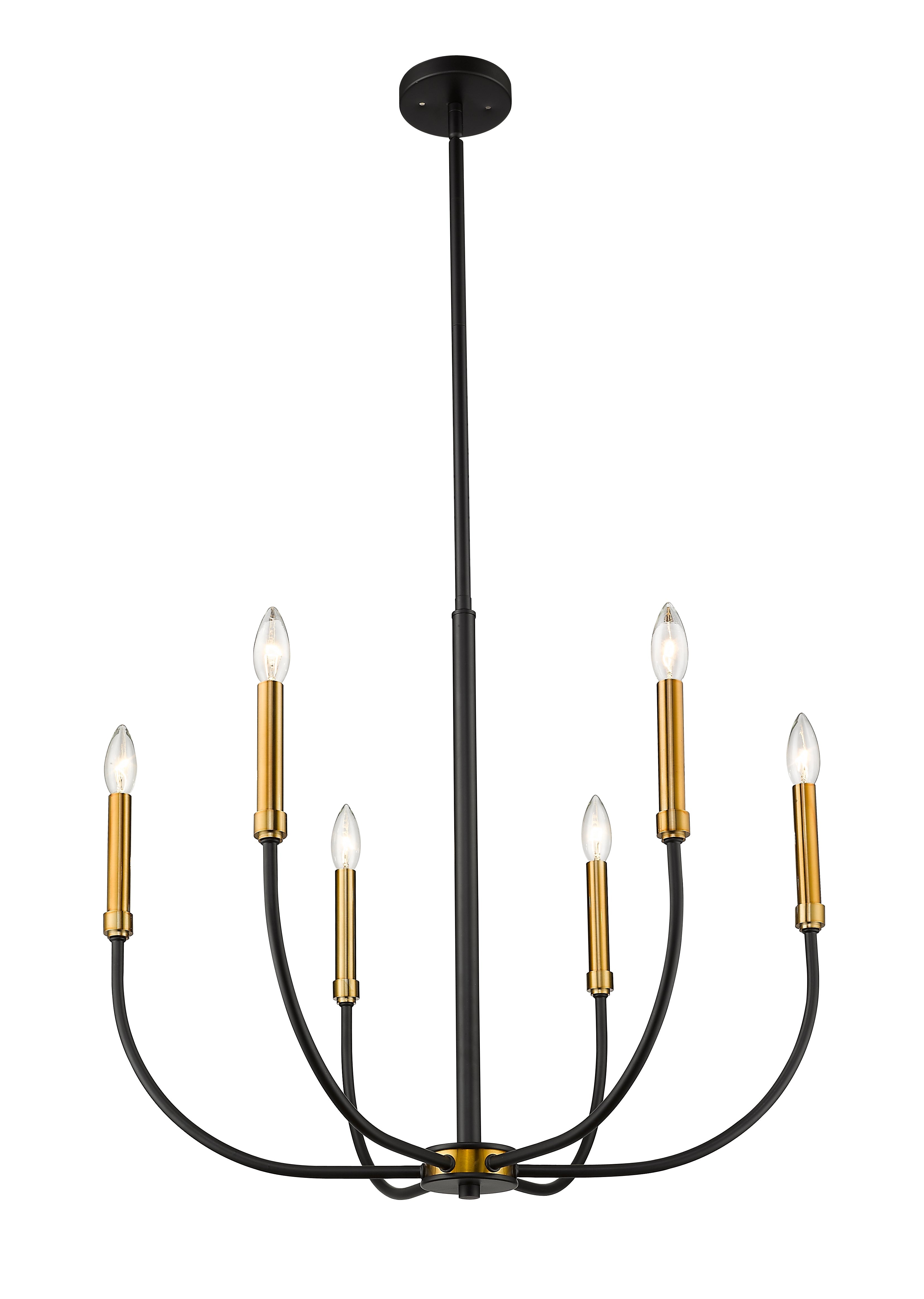 Haylie 6 Light Chandelier Matte Black + Olde Brass