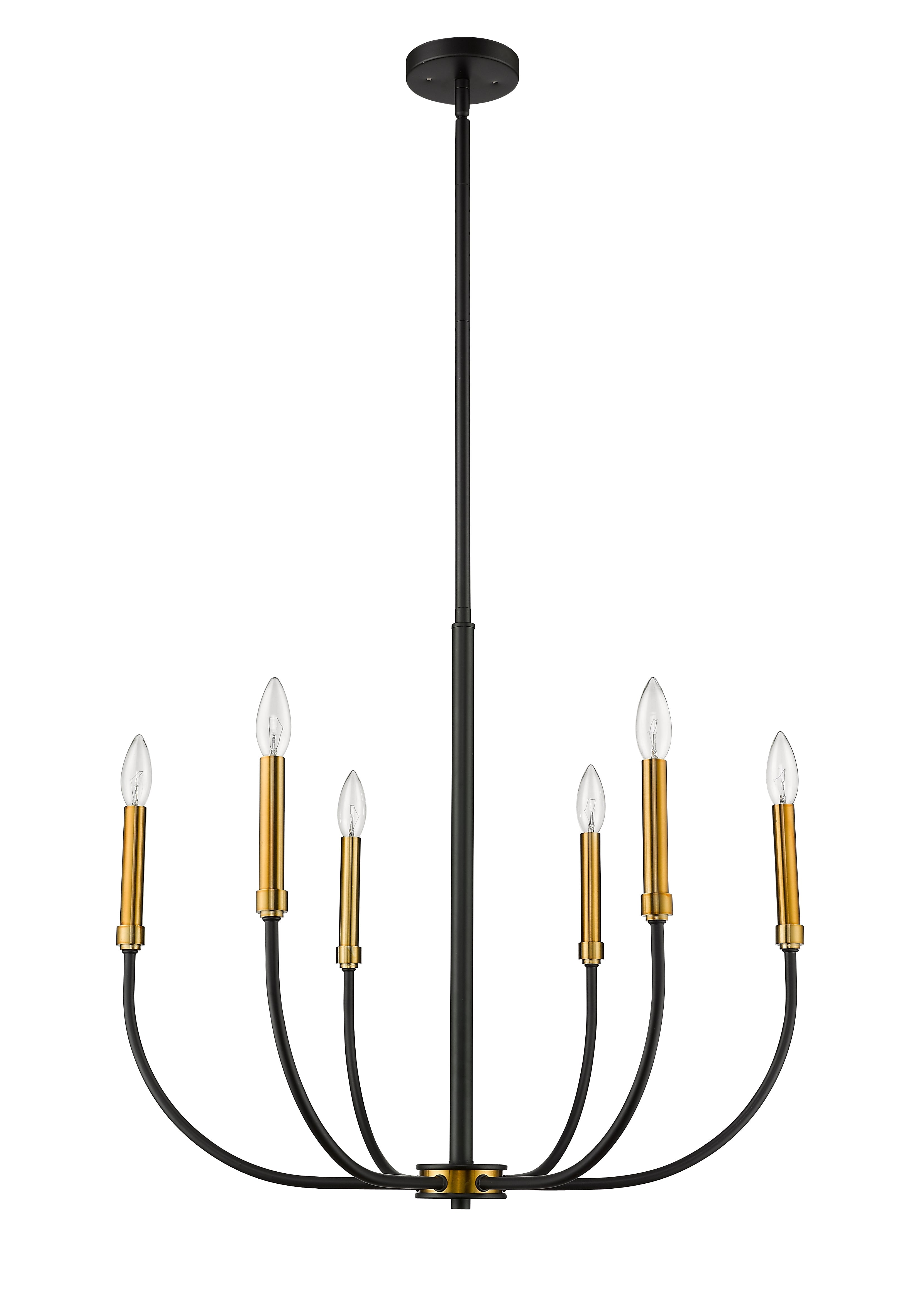 Haylie 6 Light Chandelier Matte Black + Olde Brass