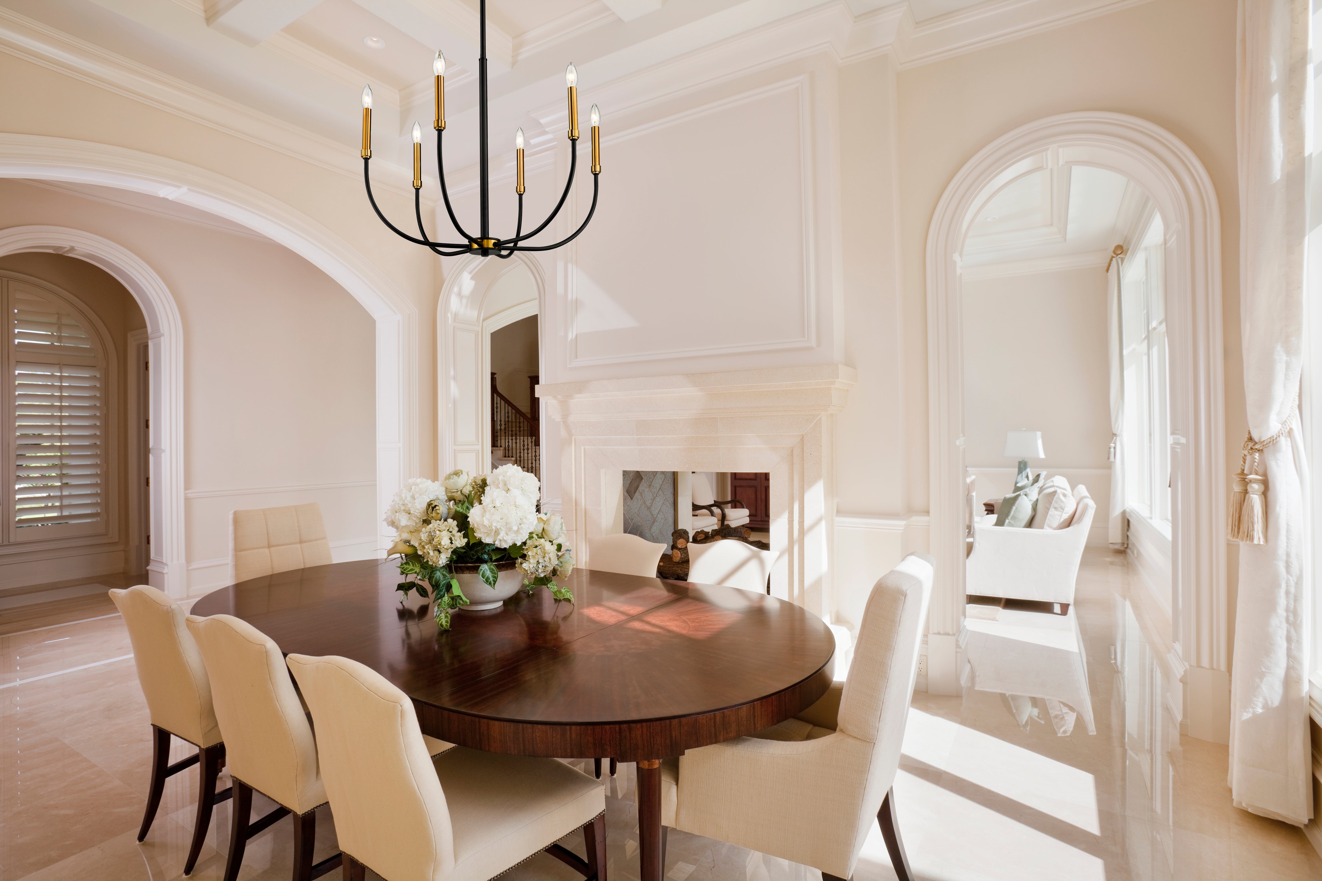 Haylie 6 Light Chandelier Matte Black + Olde Brass